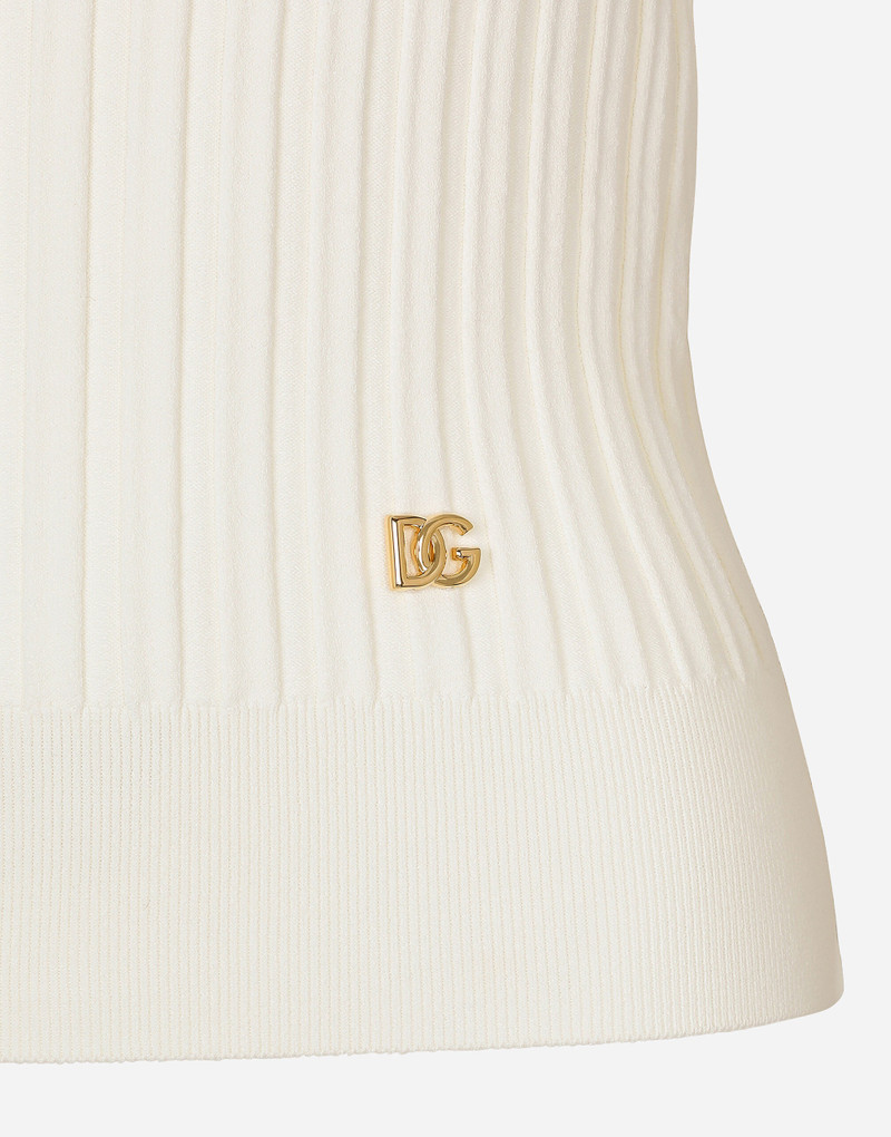 Cropped ribbed viscose polo-shirt with DG logo 6