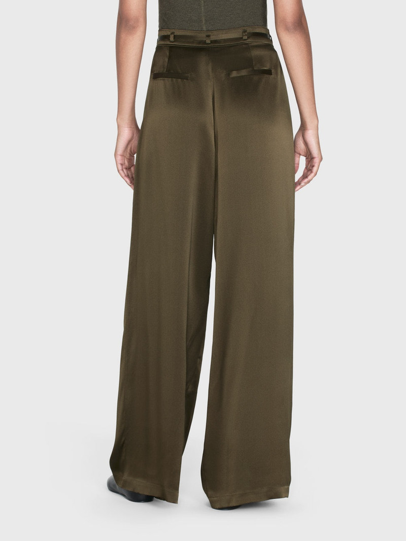 Long Silk Trouser in Rich Military 7