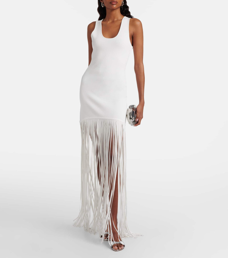 David Koma Fringed ribbed-knit maxi dress outlook