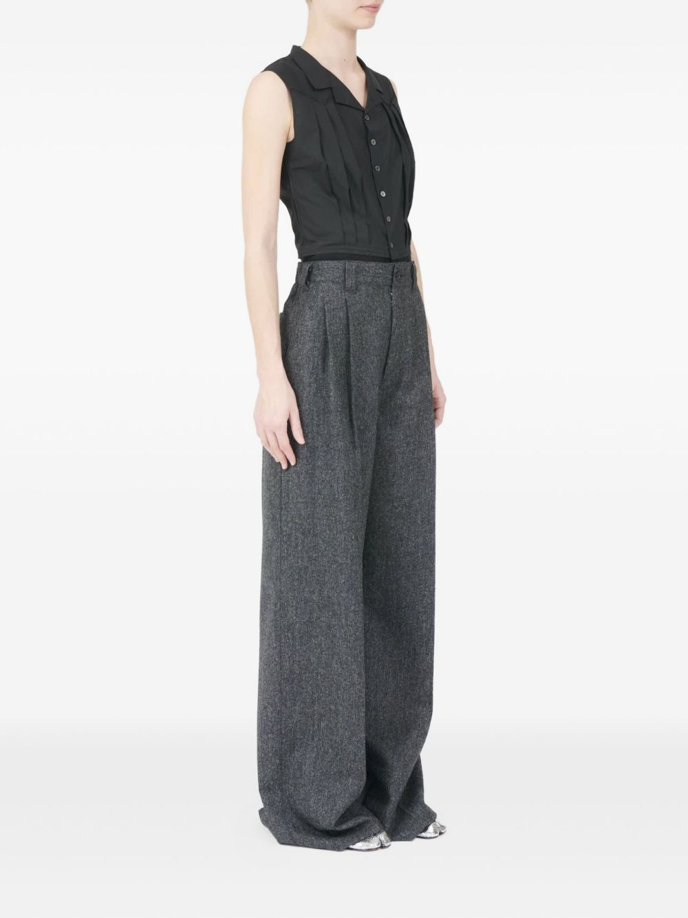 pleated-front wool trousers - 3