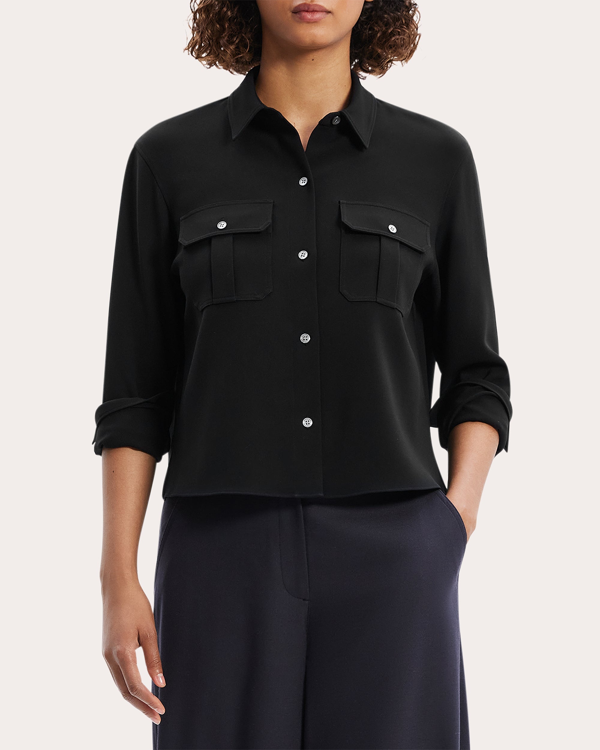 Cape-Effect Crepe Blouse - 2