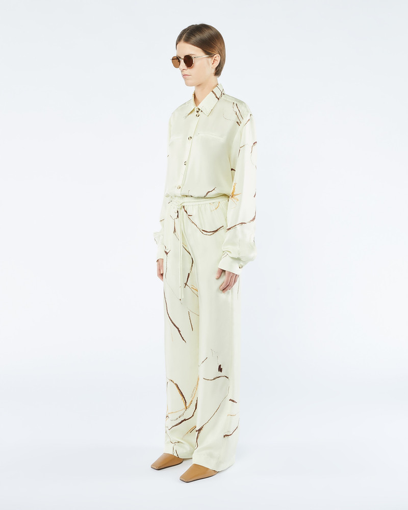 JARINE - Printed twill silk pants - Line drawing 3