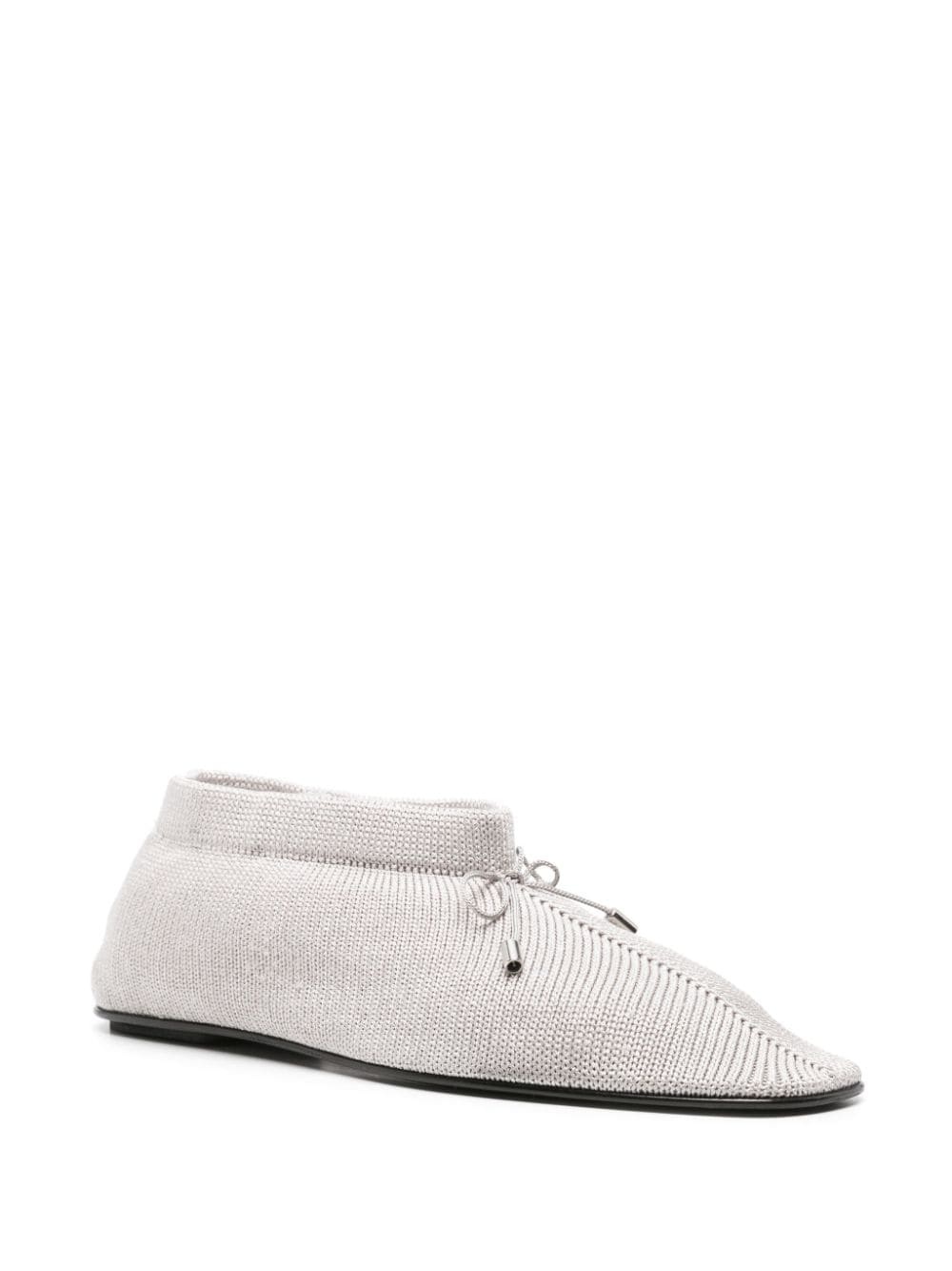 bow-detail knitted ballerina shoes - 2