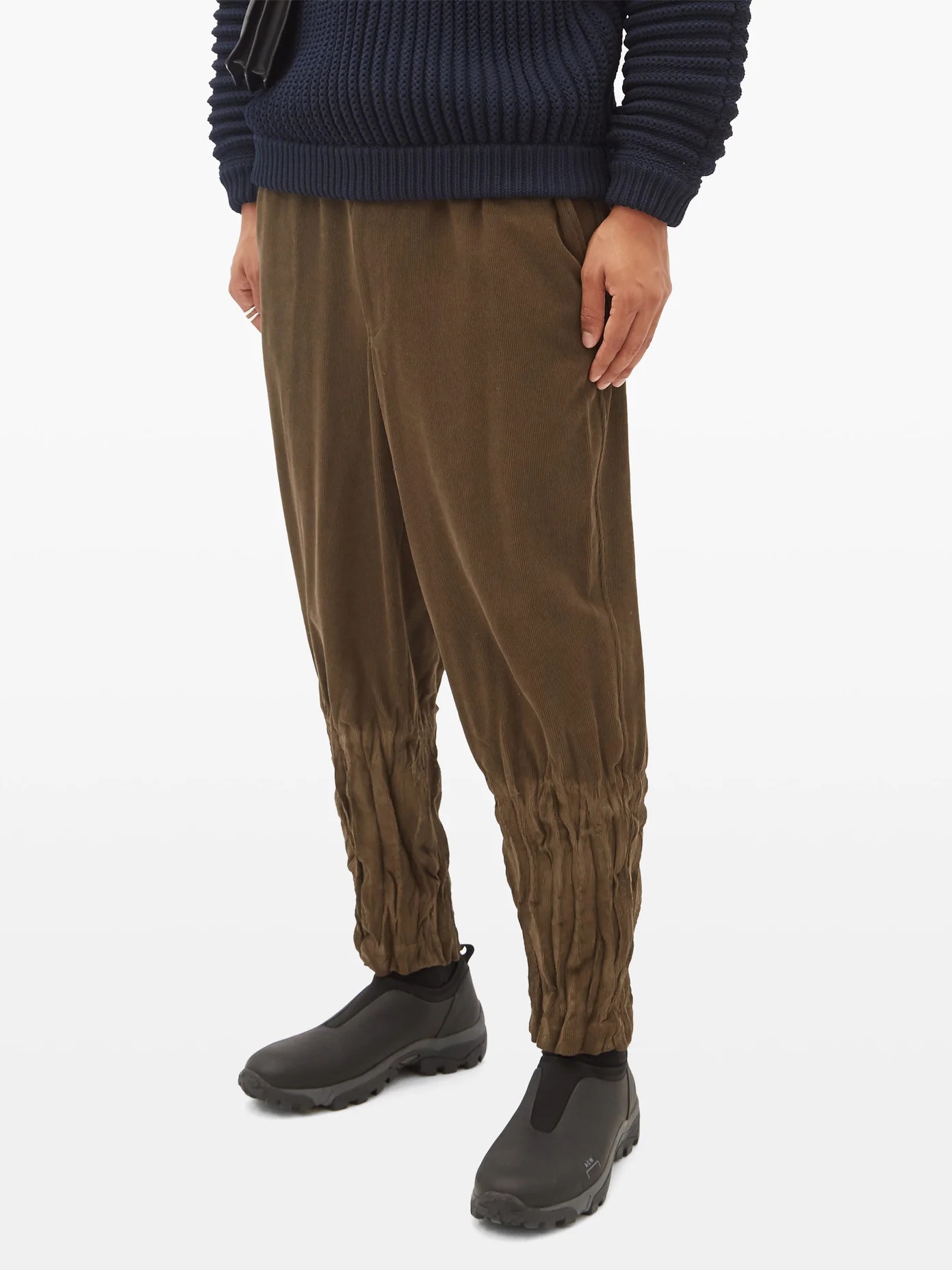 Pleated-cuff corduroy trousers - 6