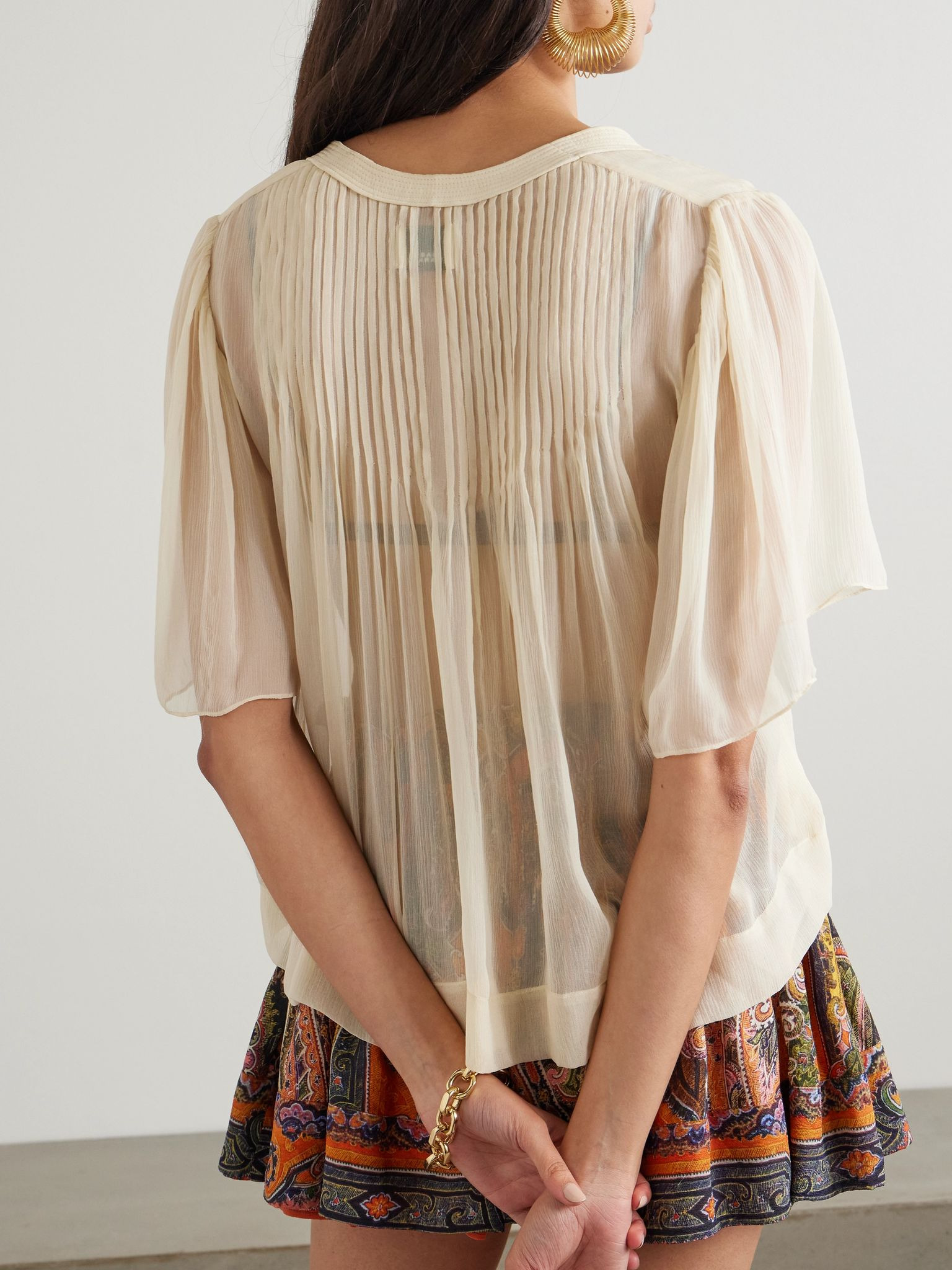 Ruta cutout silk-crepon top Beige - 3