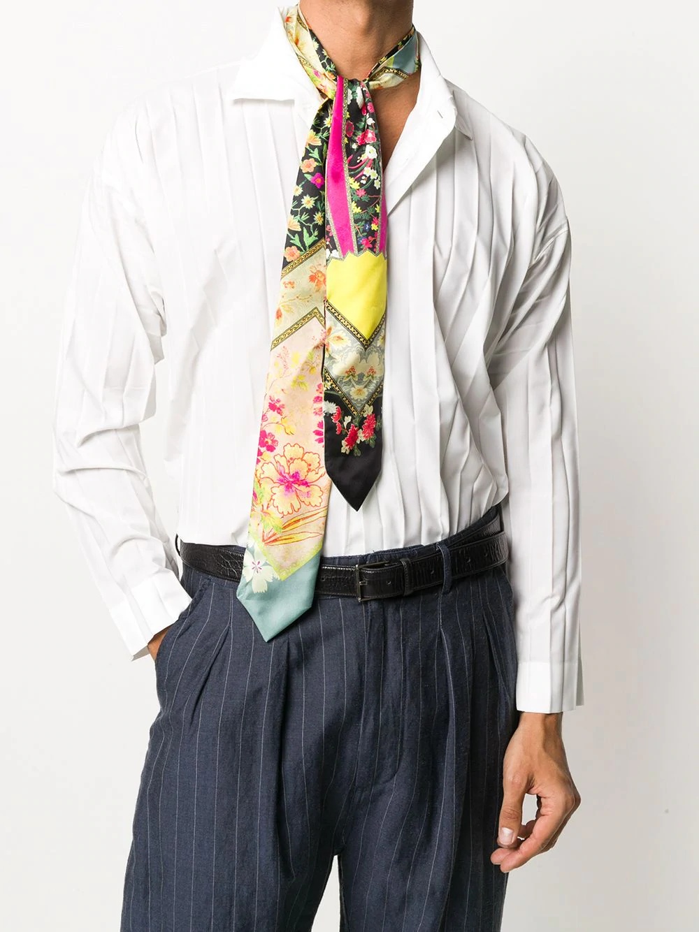 patchwork print skinny scarf - 2