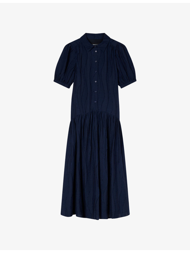 Textured Dropped-Waist Knitted Midi Dress 1