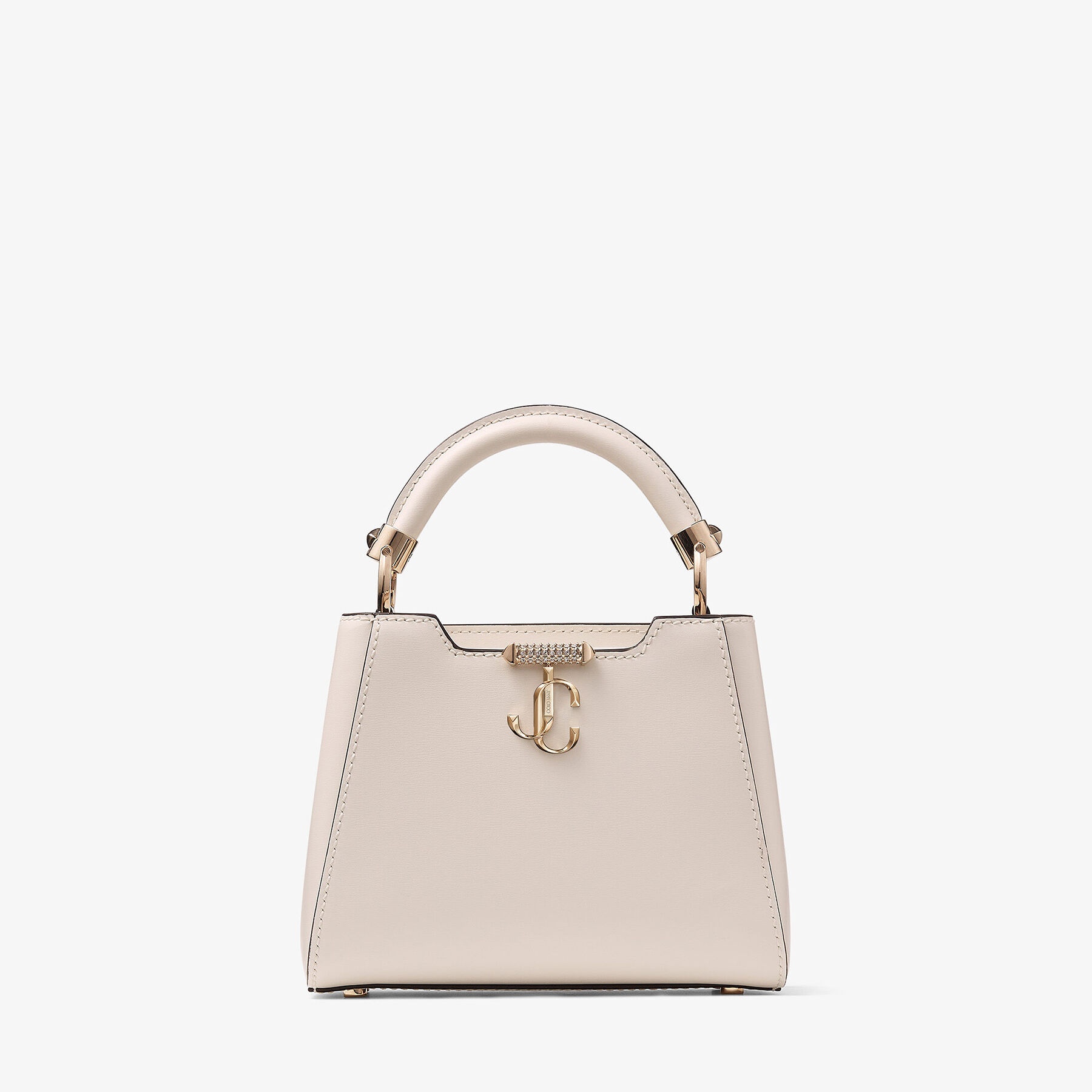 Varenne Top Handle Mini
Latte Leather Top Handle Bag with Crystal Bar and JC Emblem - 1