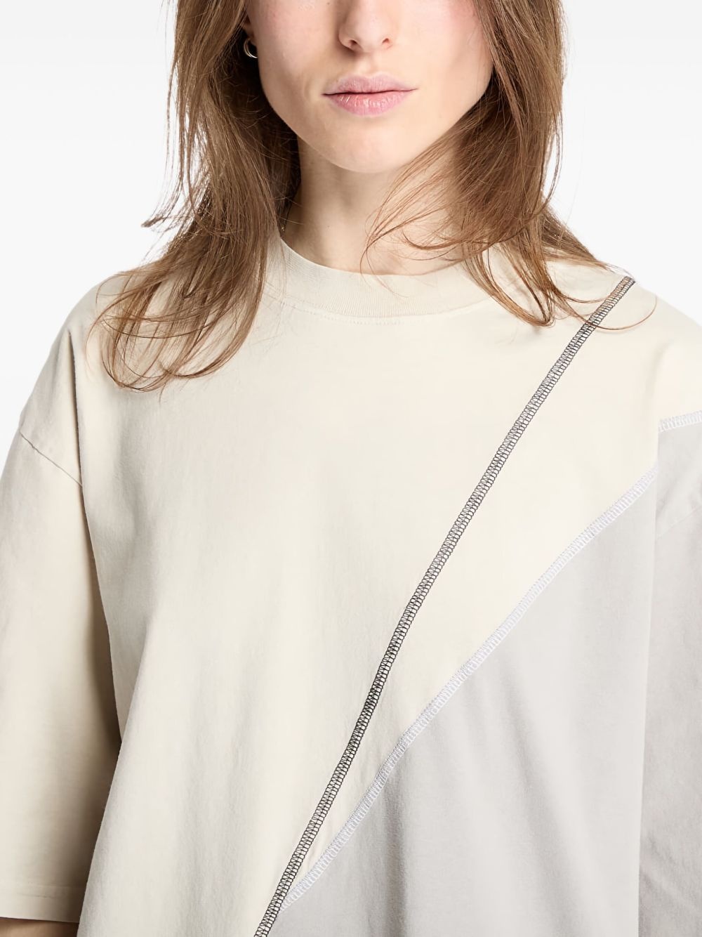 Spliced asymmetric colour-blocked T-shirt - 6