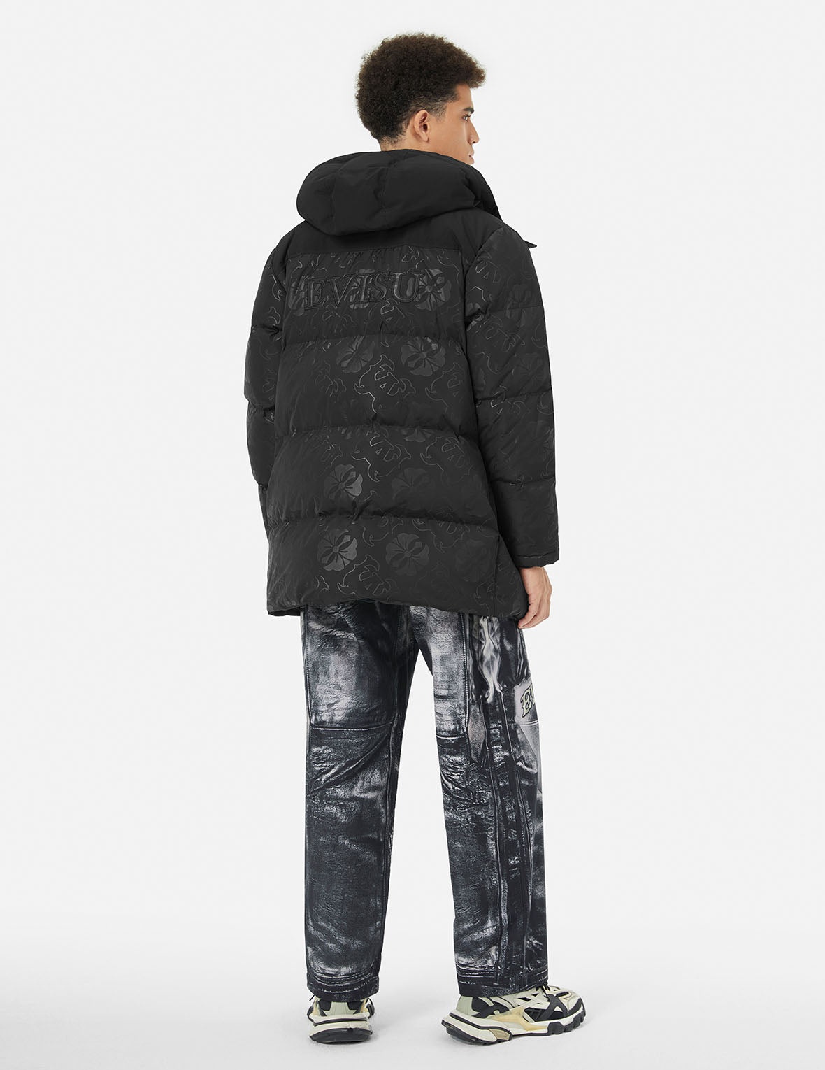Allover Heat Seal Print and Logo Appliqué Regular Fit Down Coat - 4
