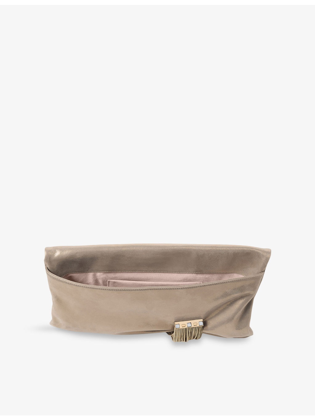 Zandra Shimmer Metallic-Leather Clutch Bag - 4