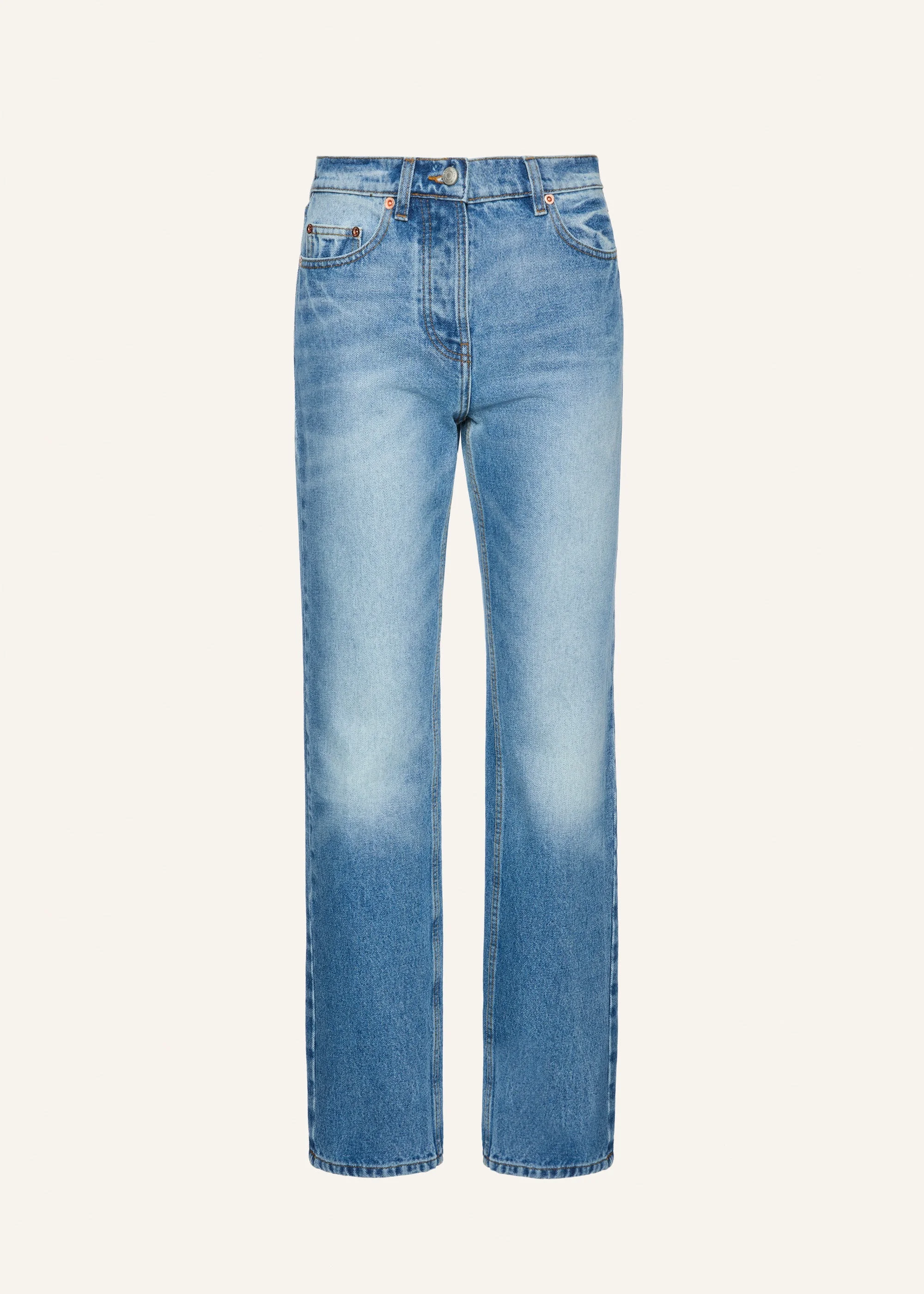 Straight-leg denim pants in light blue - 1