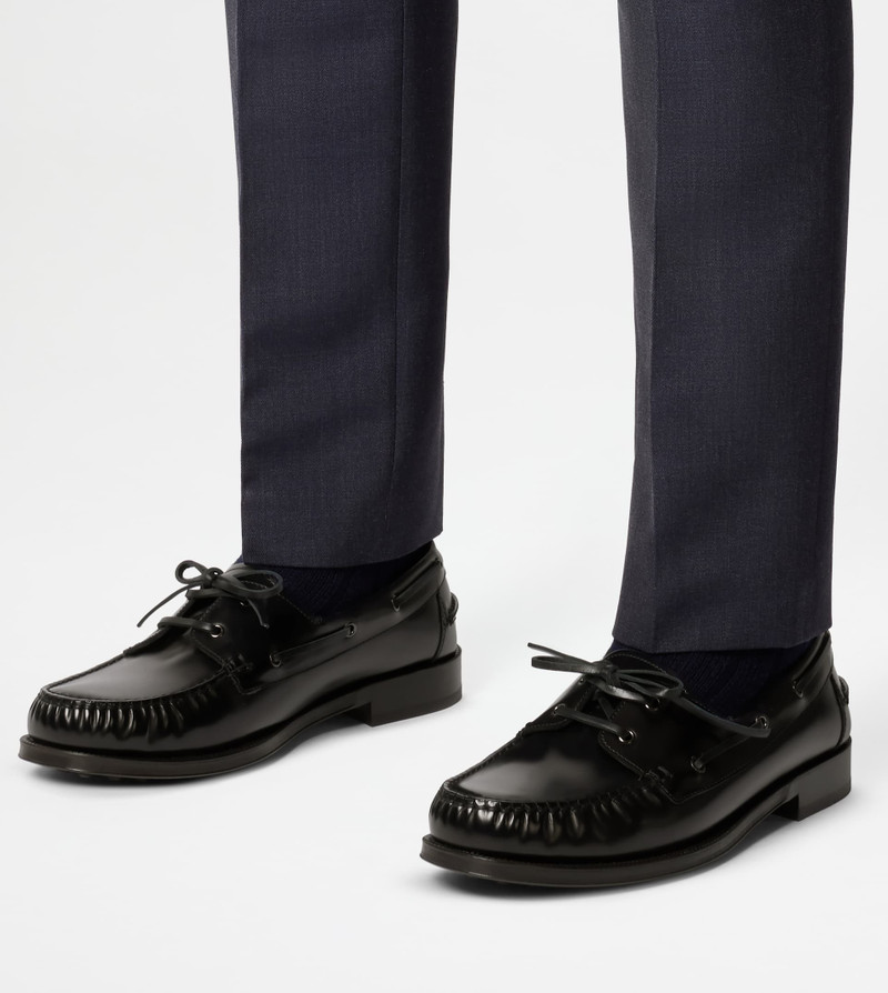 BOAT SHOES IN LEATHER - BLACK 7