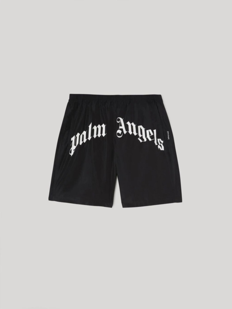 curved logo swimming shorts - 1