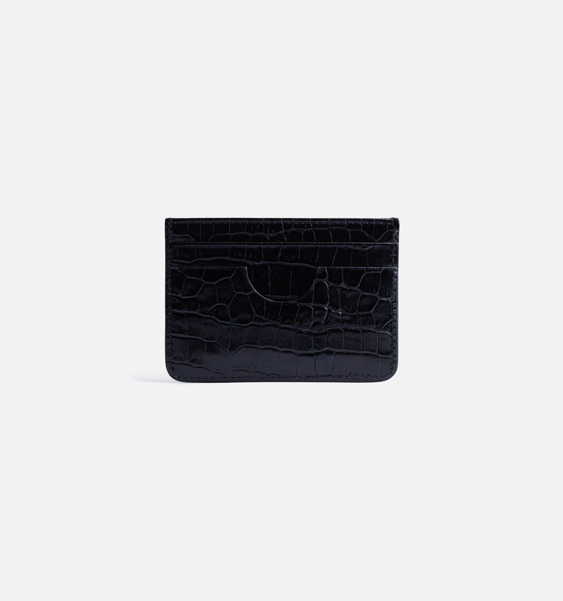 logo-plaque croc-embossed cardholder - 5