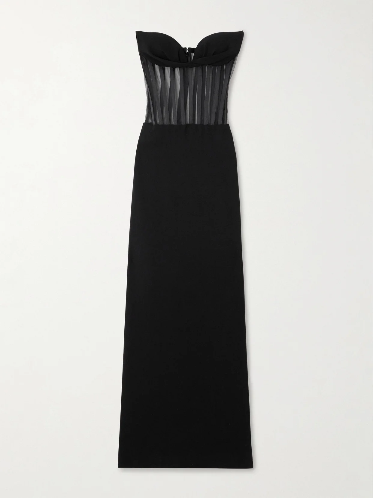 Strapless Mesh-paneled Crepe Gown - 1