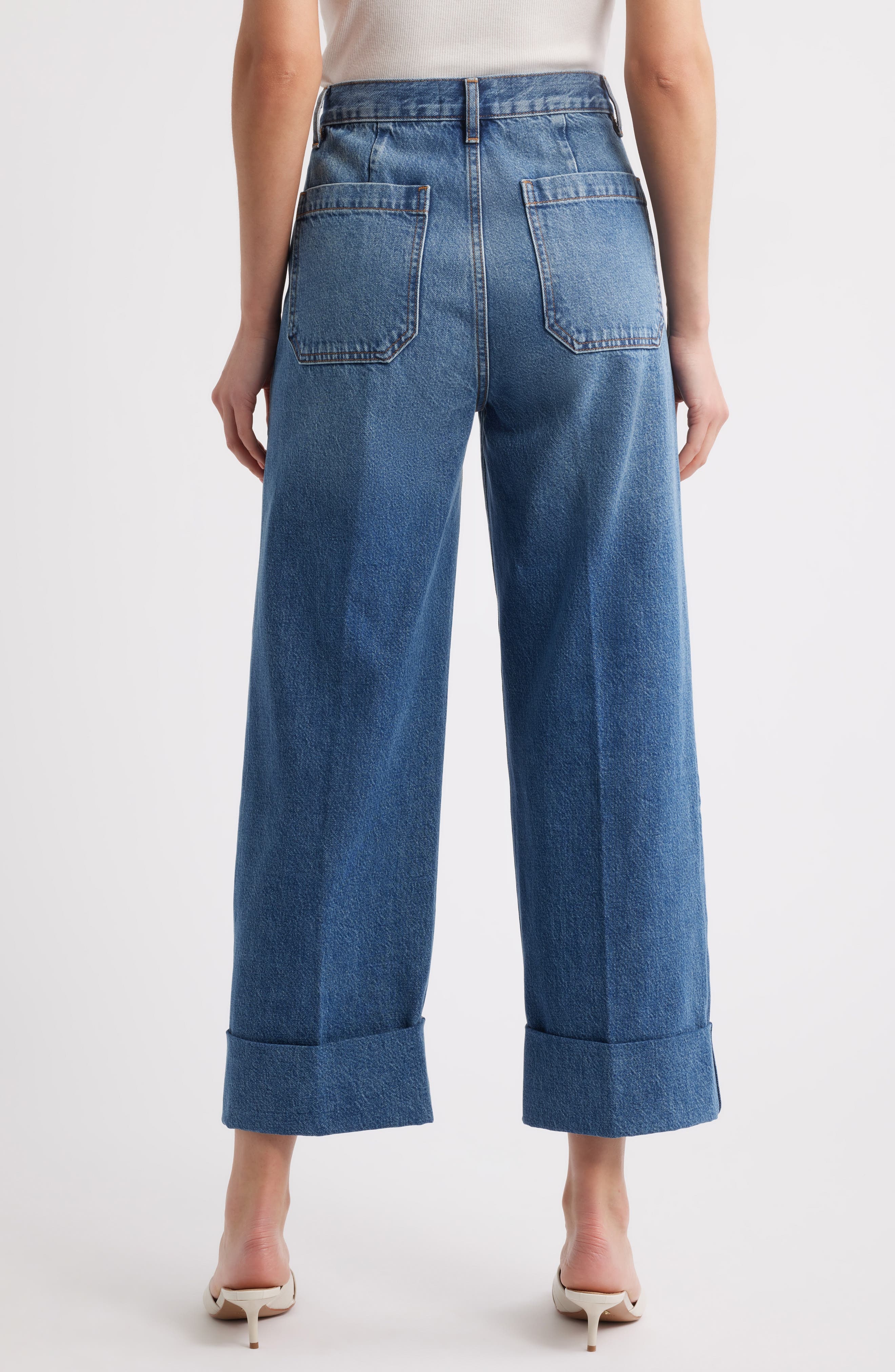 FRAME The Utility Cuff Wide Leg Jeans in Stranger at Nordstrom - 2