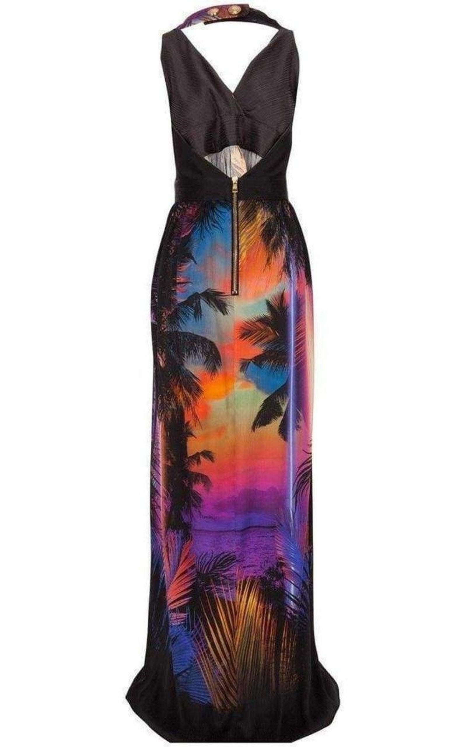 Halter Neck Printed Silk Dress - 5