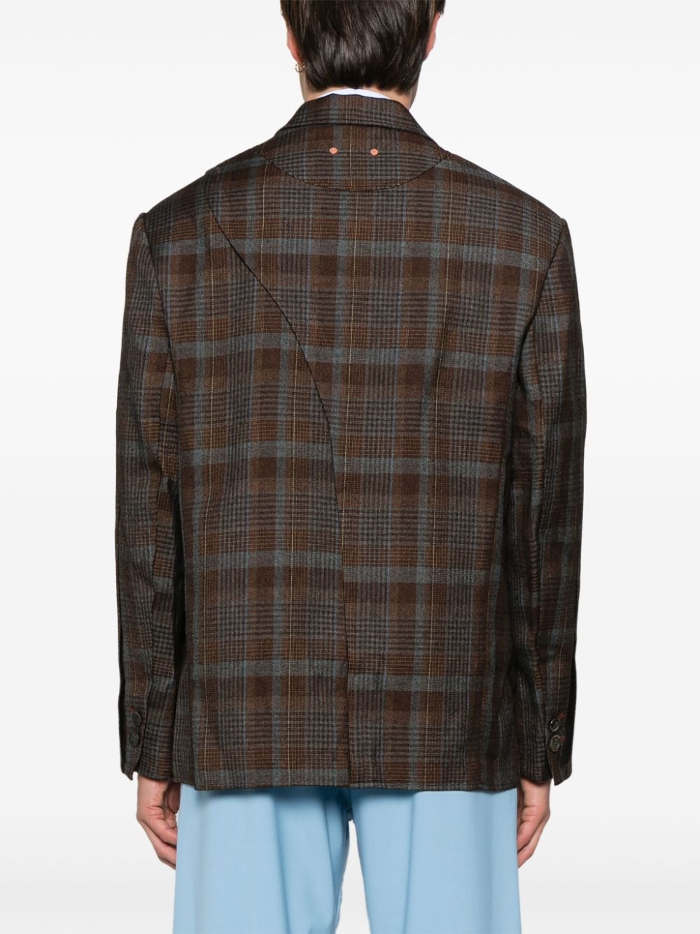 Soe-check double-breasted blazer - 4