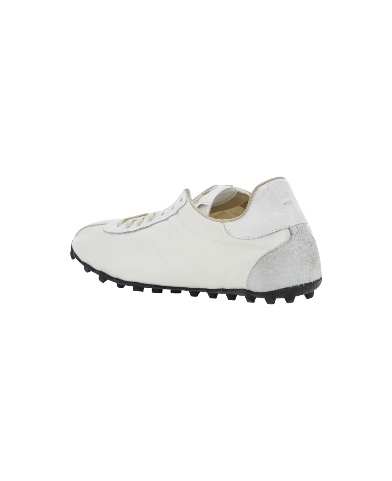 White Low Top Sneakers With Logo Patch On The Tongue And Contrasting Heel In Cotton Blend Woman - 4