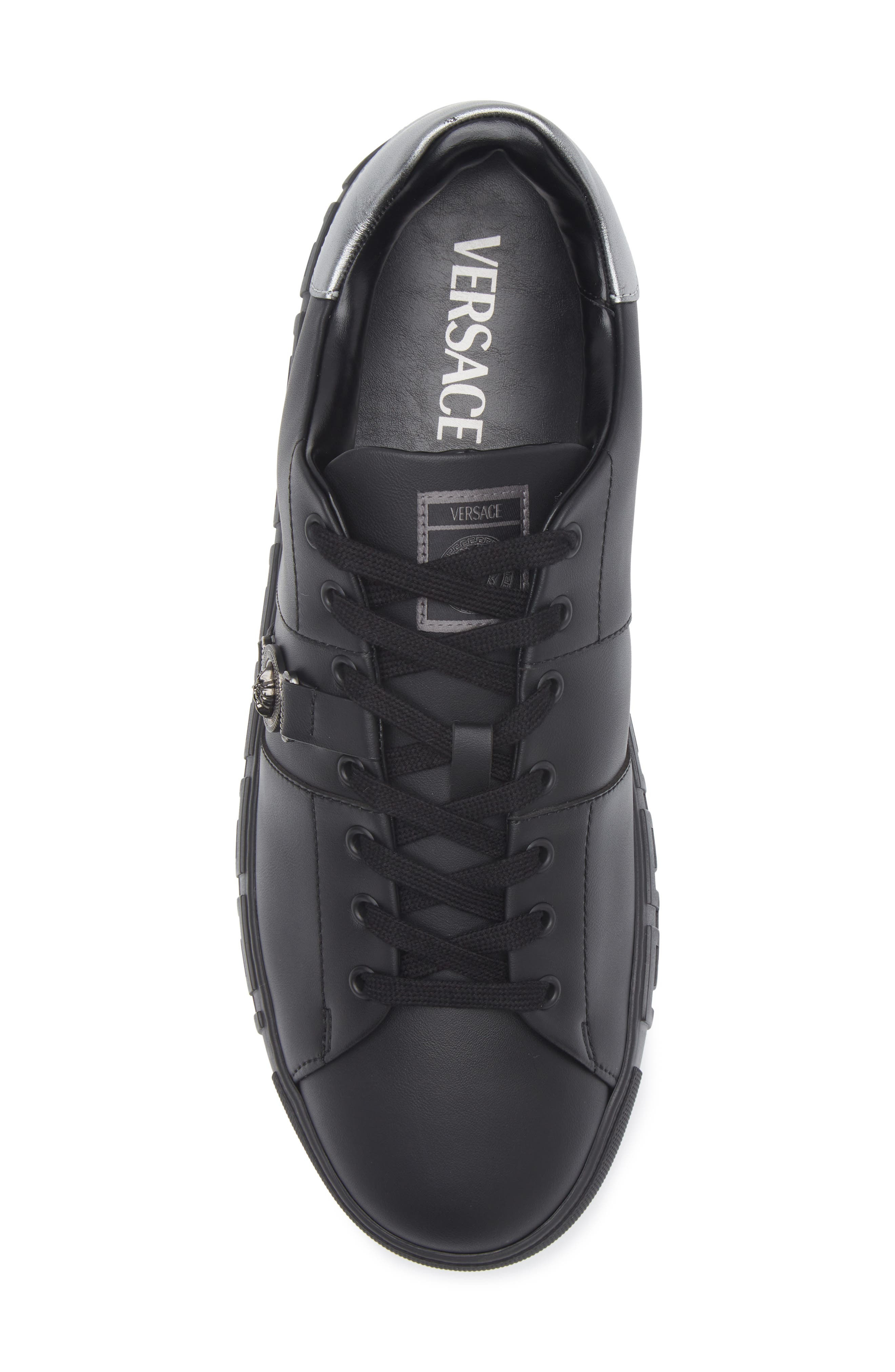 Versace Biggie Greca Low Top Sneaker in Black Antracite Ruthenium at Nordstrom - 5