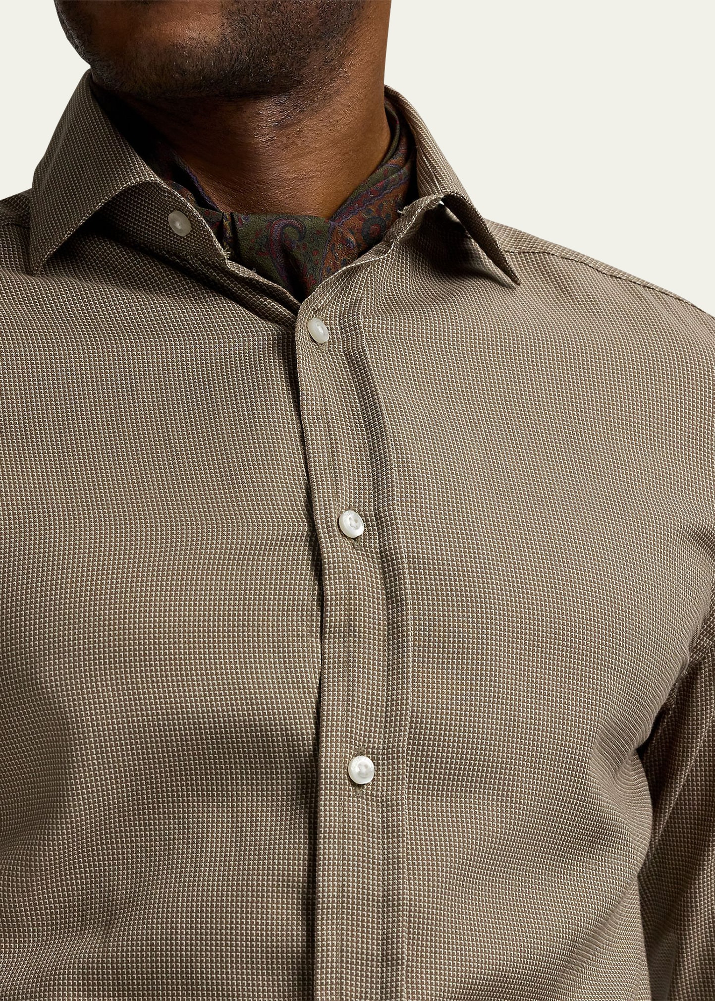 Men's Cotton Classic Fit Micro-Square Sport Shirt - 5