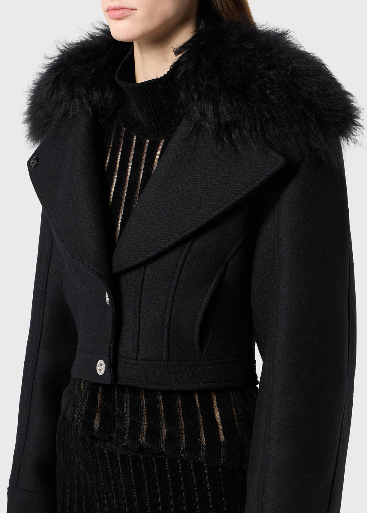 WOOL COAT WITH FUR - 5