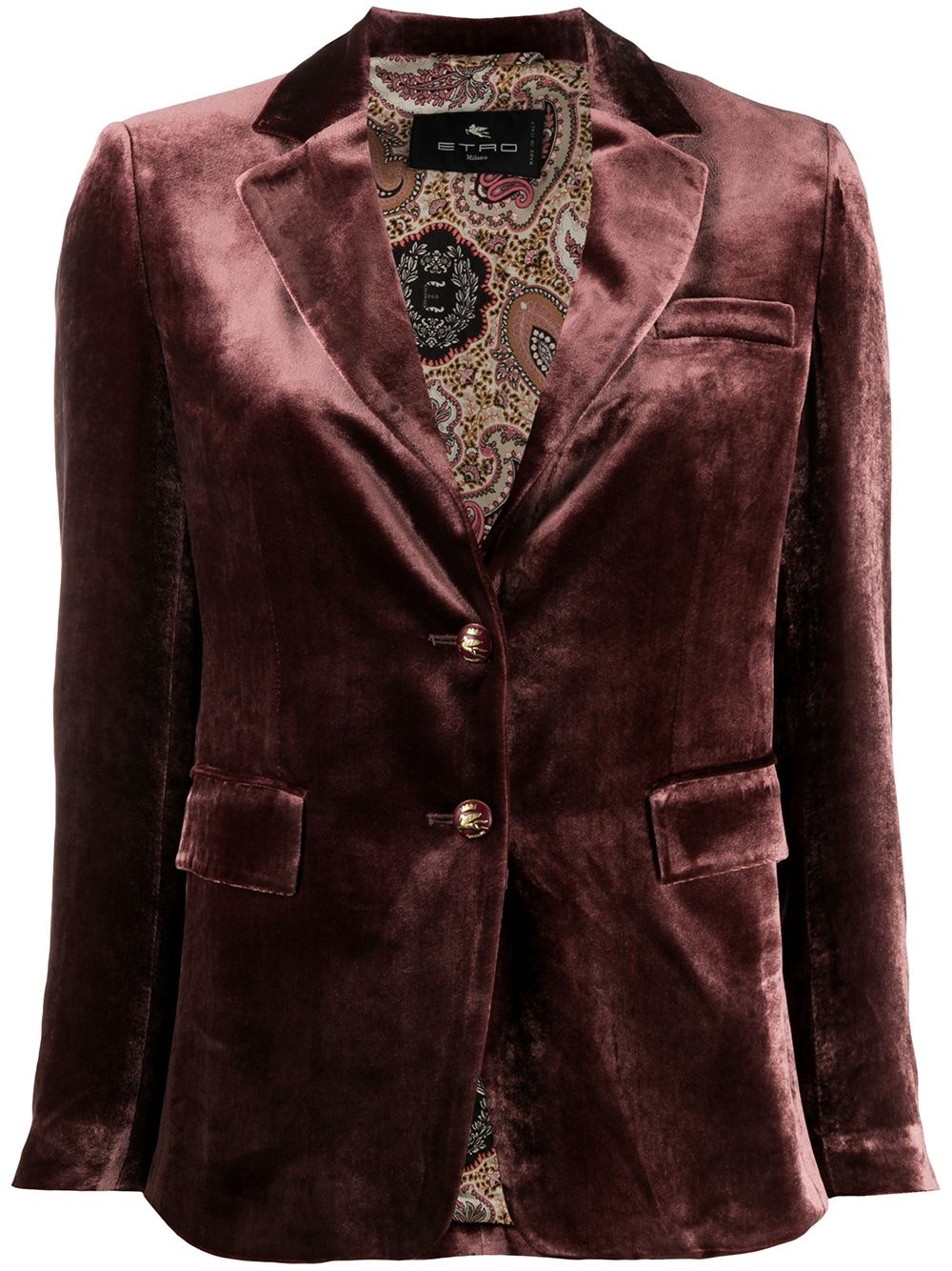 single-breasted velvet blazer - 1