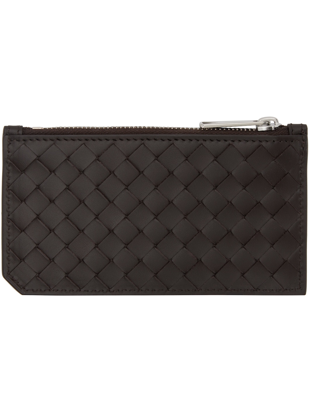 Brown Intrecciato Piccolo Zipped Card Holder - 2