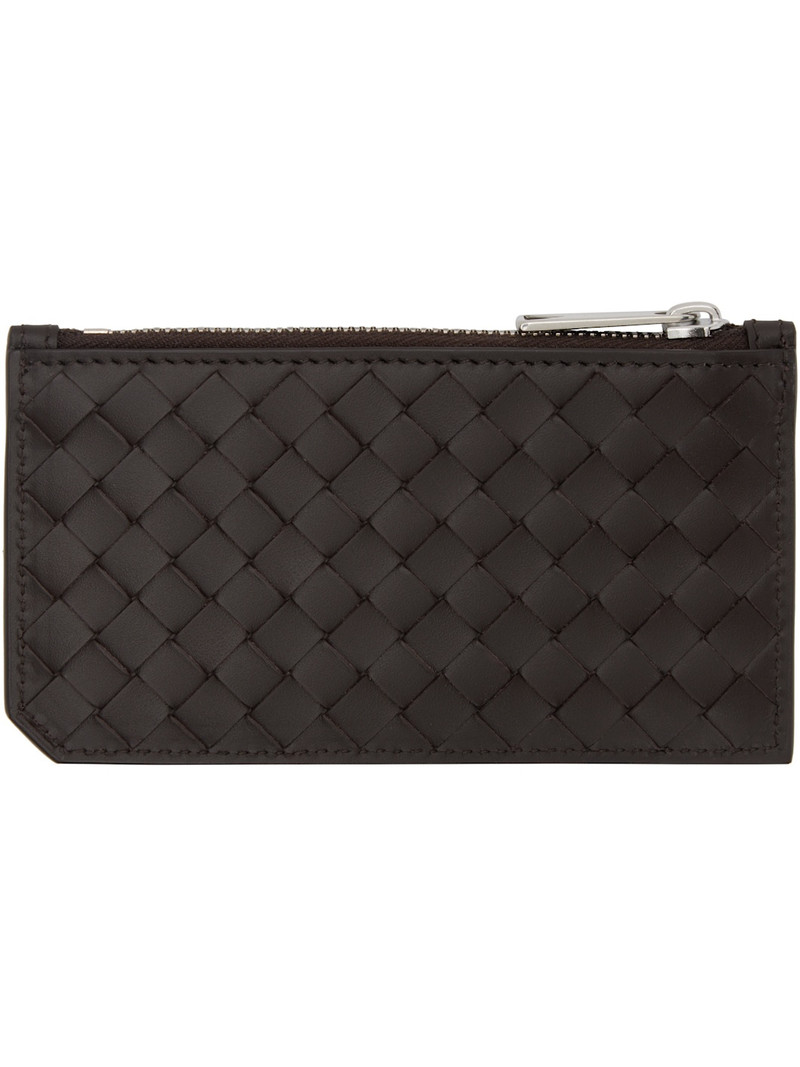 Bottega Veneta Brown Intrecciato Piccolo Zipped Card Holder outlook