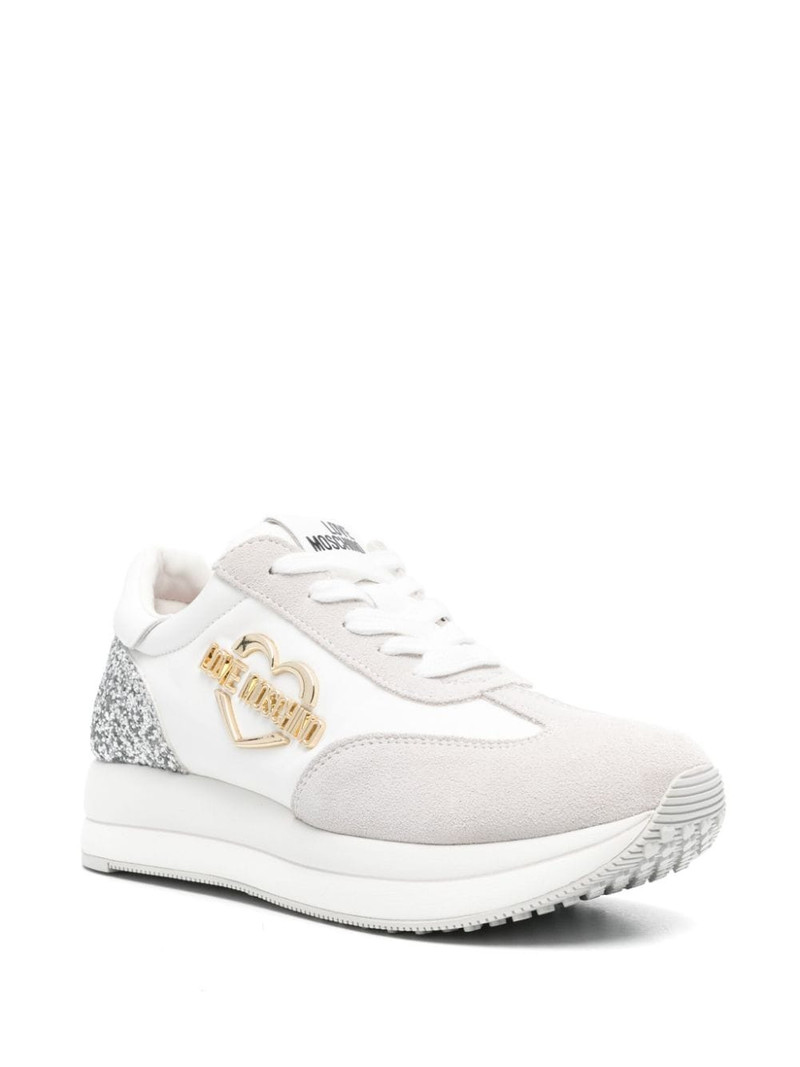 Moschino logo-plaque suede sneakers outlook