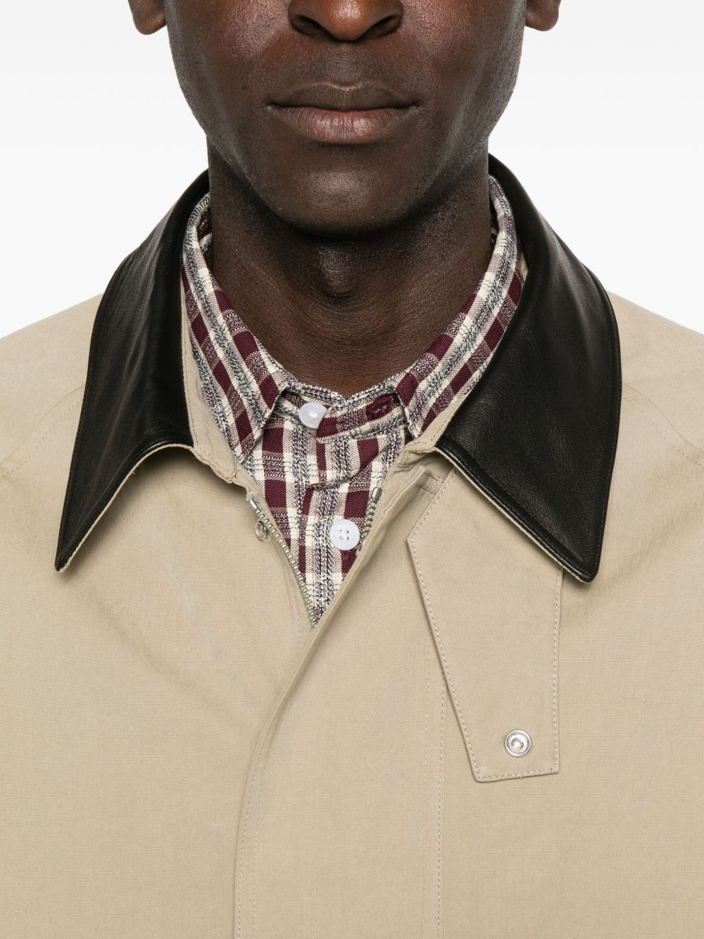 contrast-collar zip-up jacket - 5