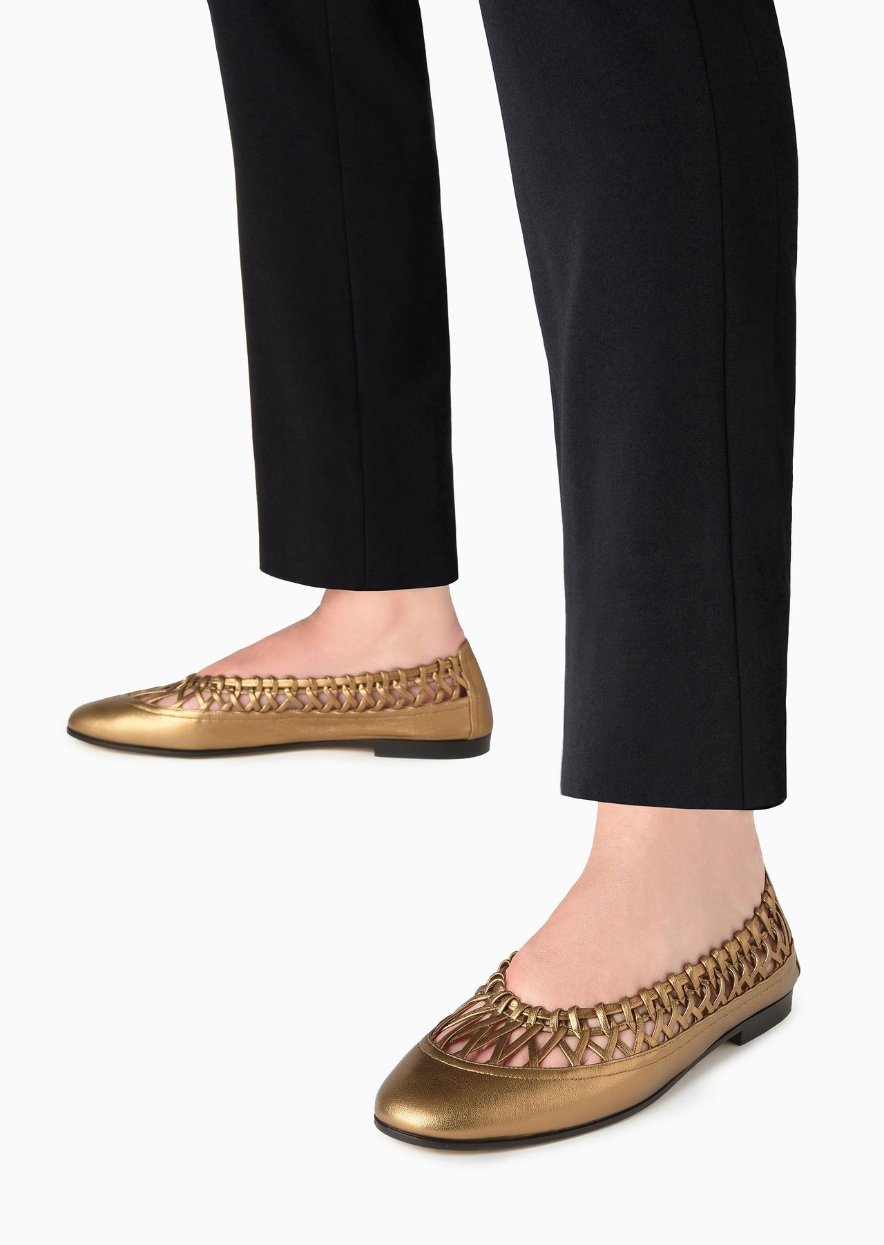 Woven laminated nappa-leather ballerinas - 7
