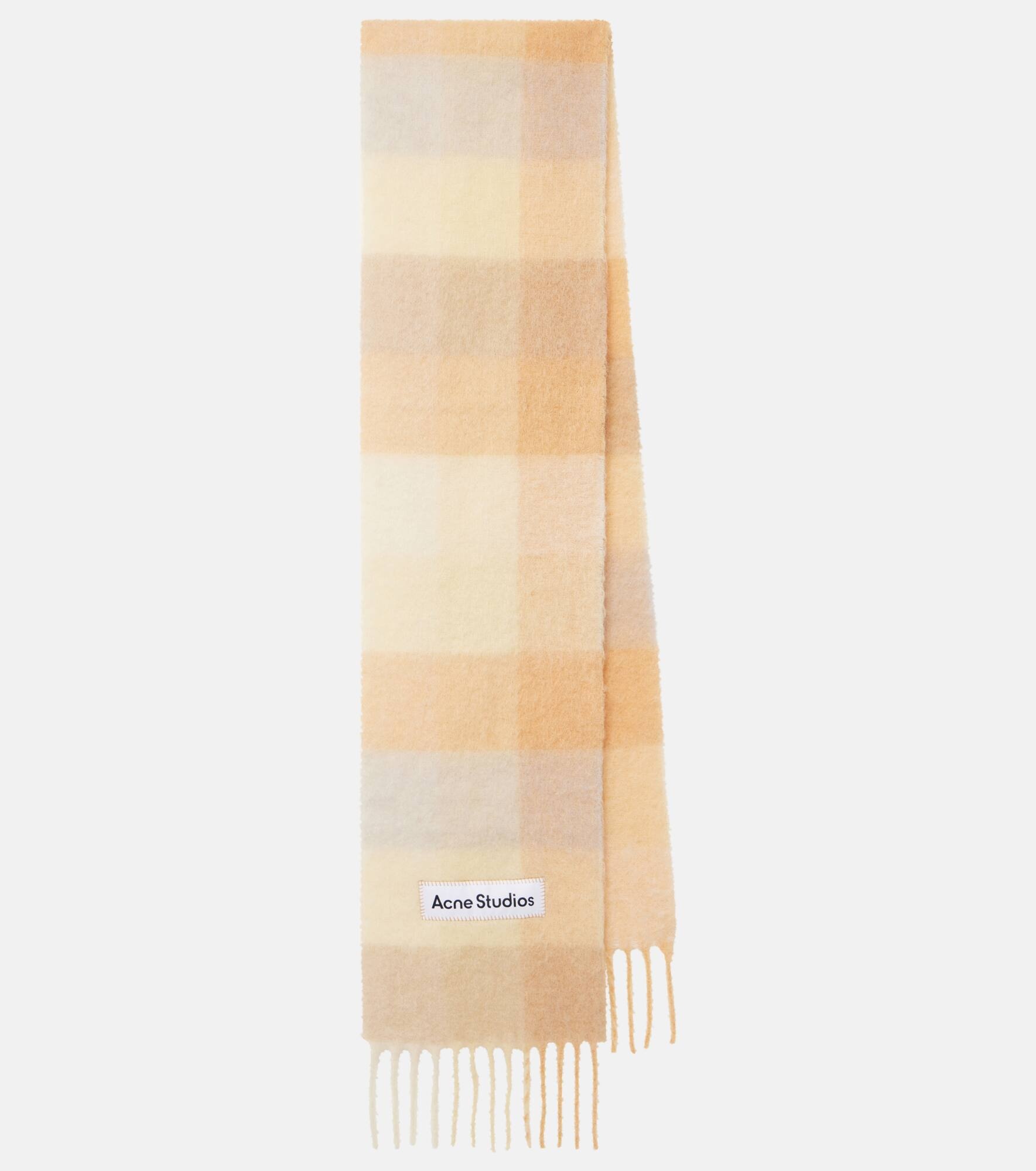 Checked alpaca, wool, and mohair-blend scarf - 1