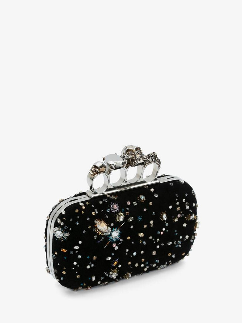 Alexander McQueen Women's Skull Four Ring Clutch in Black outlook