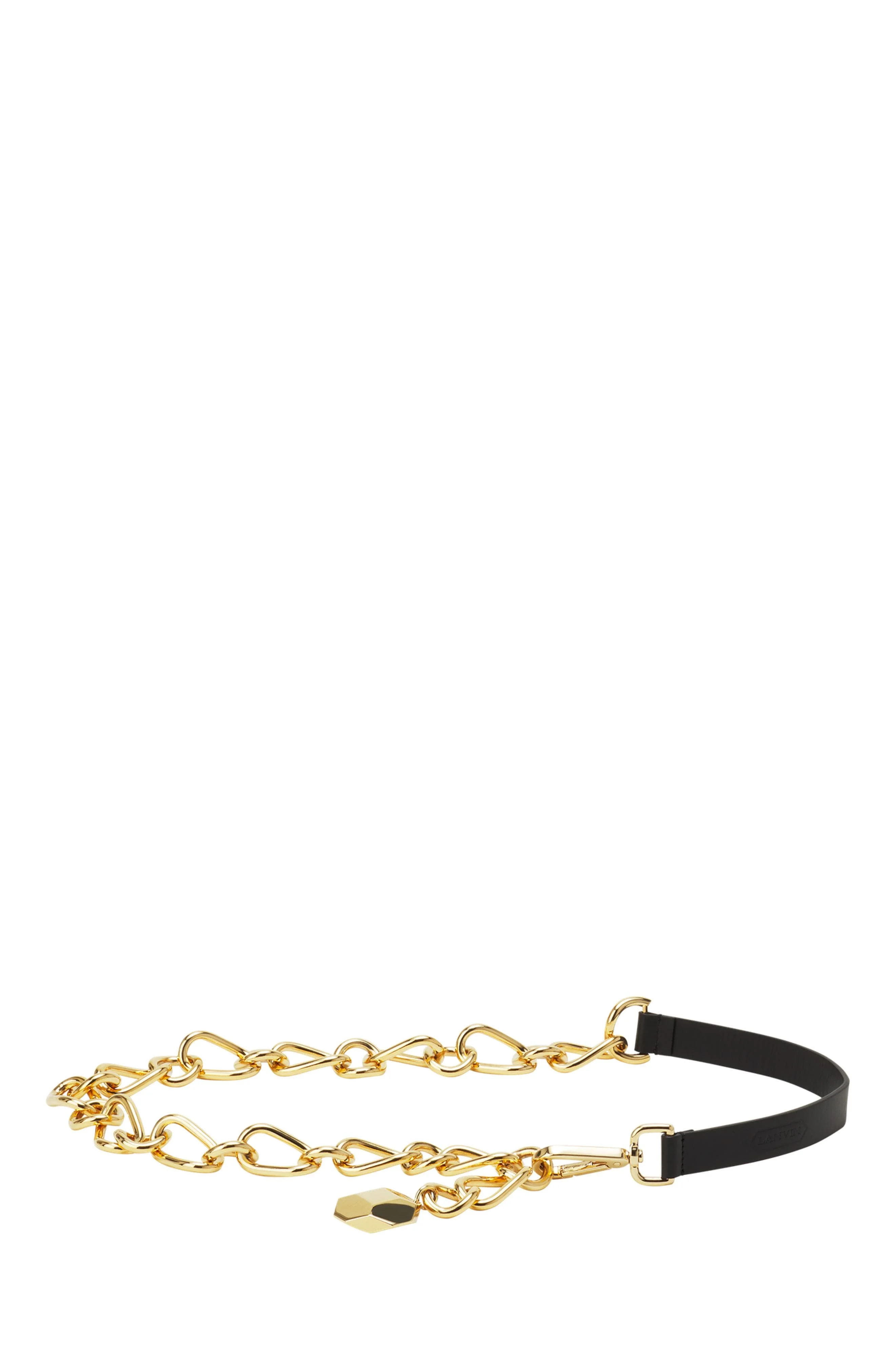 Catch By Lanvin Leather And Metal Chain Belt in Gold/black at Nordstrom - 1