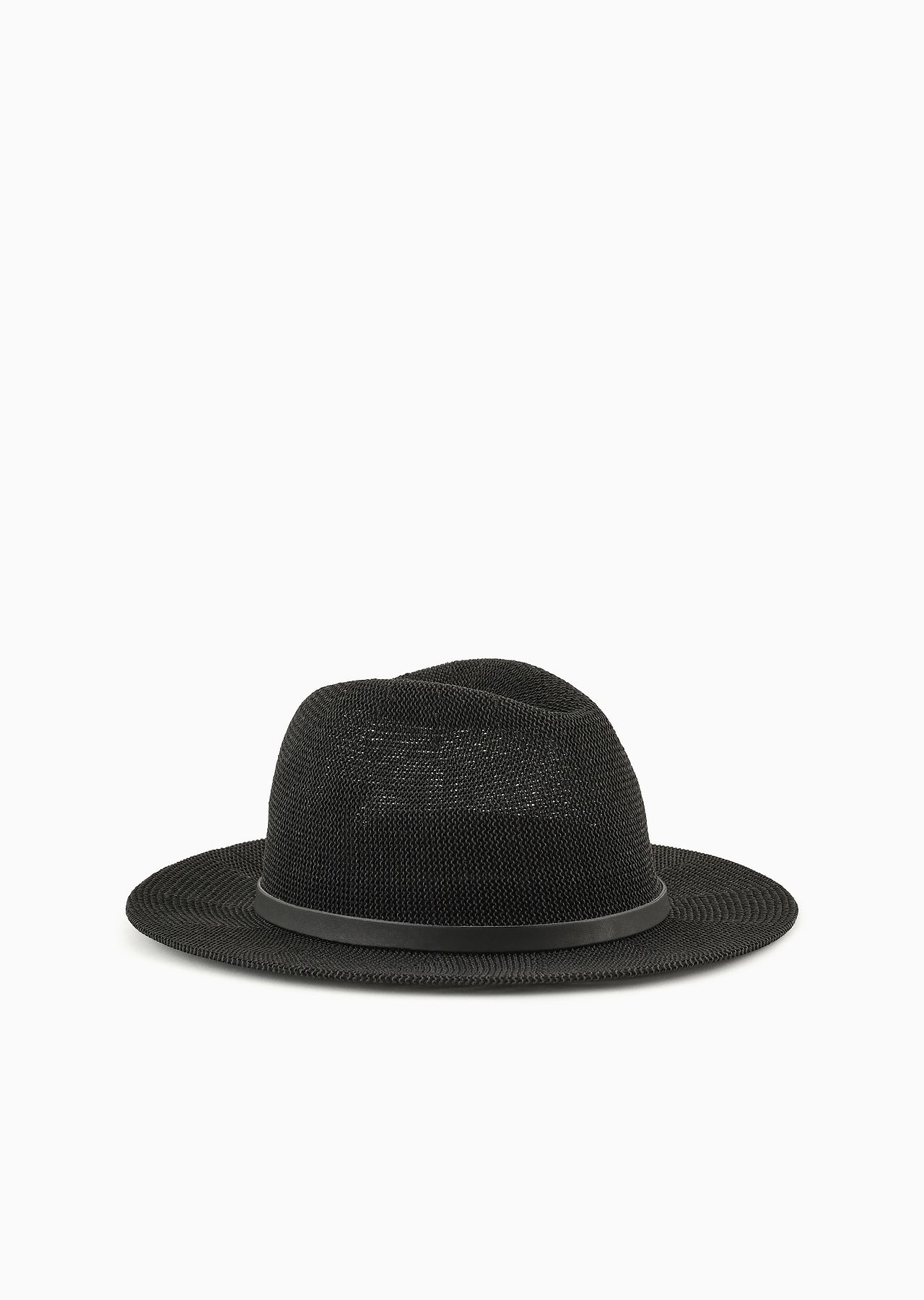 Paper-yarn fedora hat with strap - 1