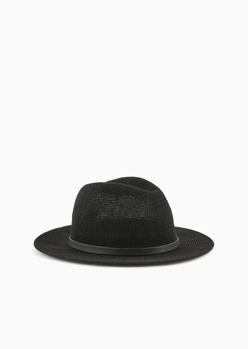 Paper-yarn fedora hat with strap 1