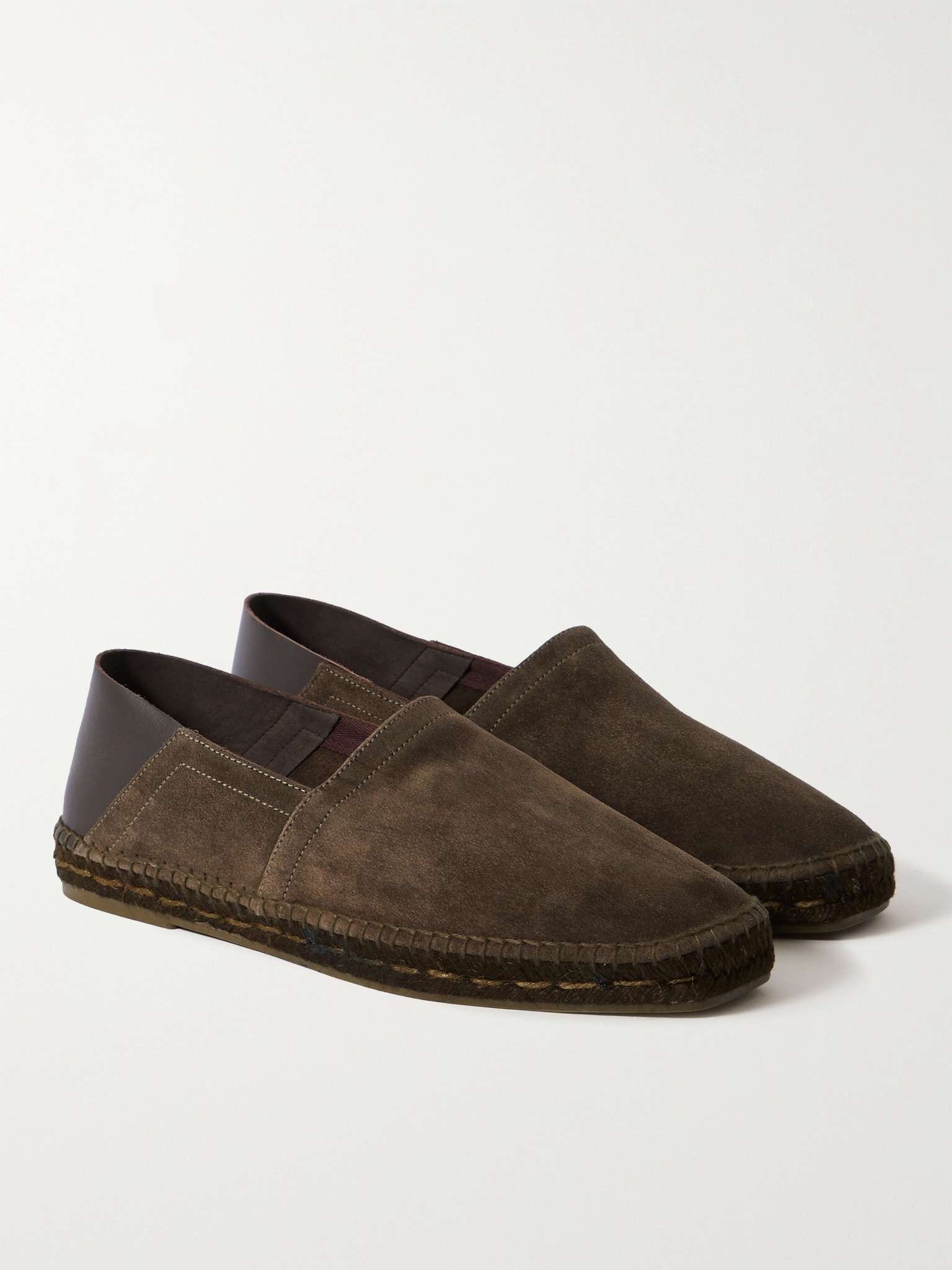 Barnes Collapsible-Heel Leather-Trimmed Suede Espadrilles - 4