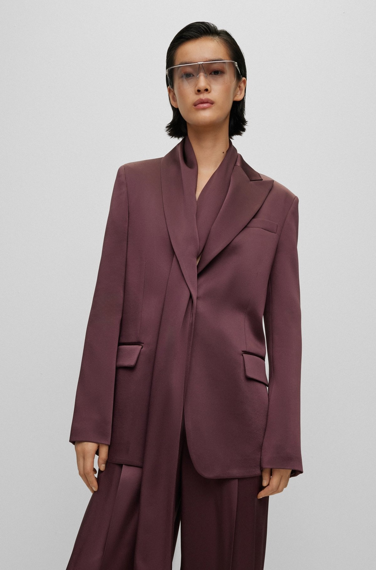 SINGLE-BREASTED BLAZER WITH SCARF DETAIL - 2