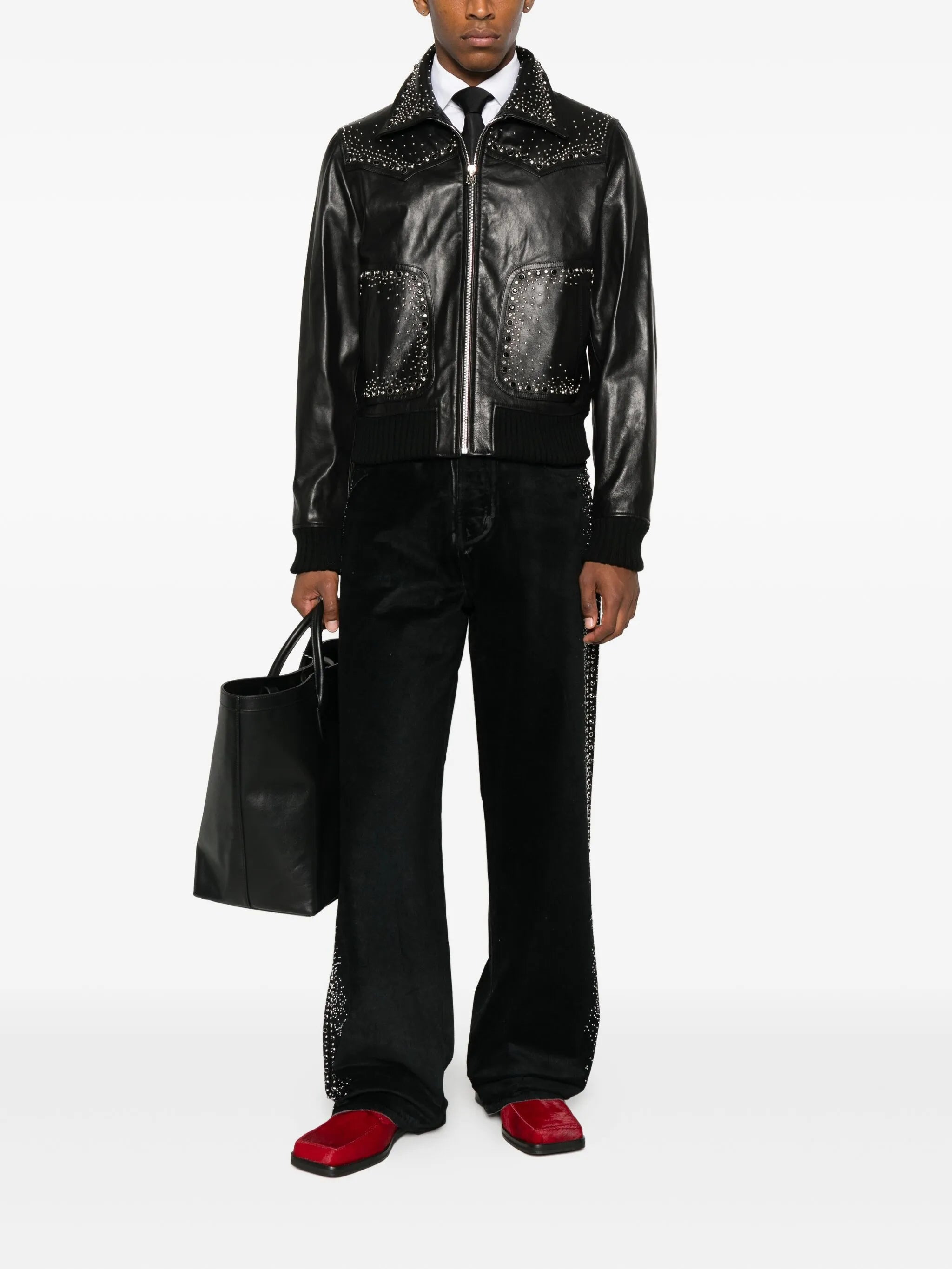 Amiri Embellished Leather Jacket - 5