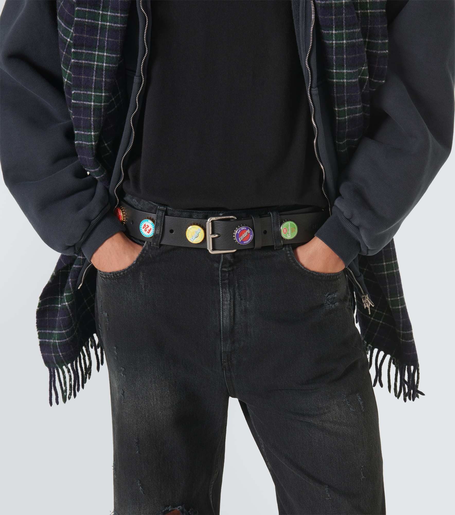 Embellished leather belt - 3