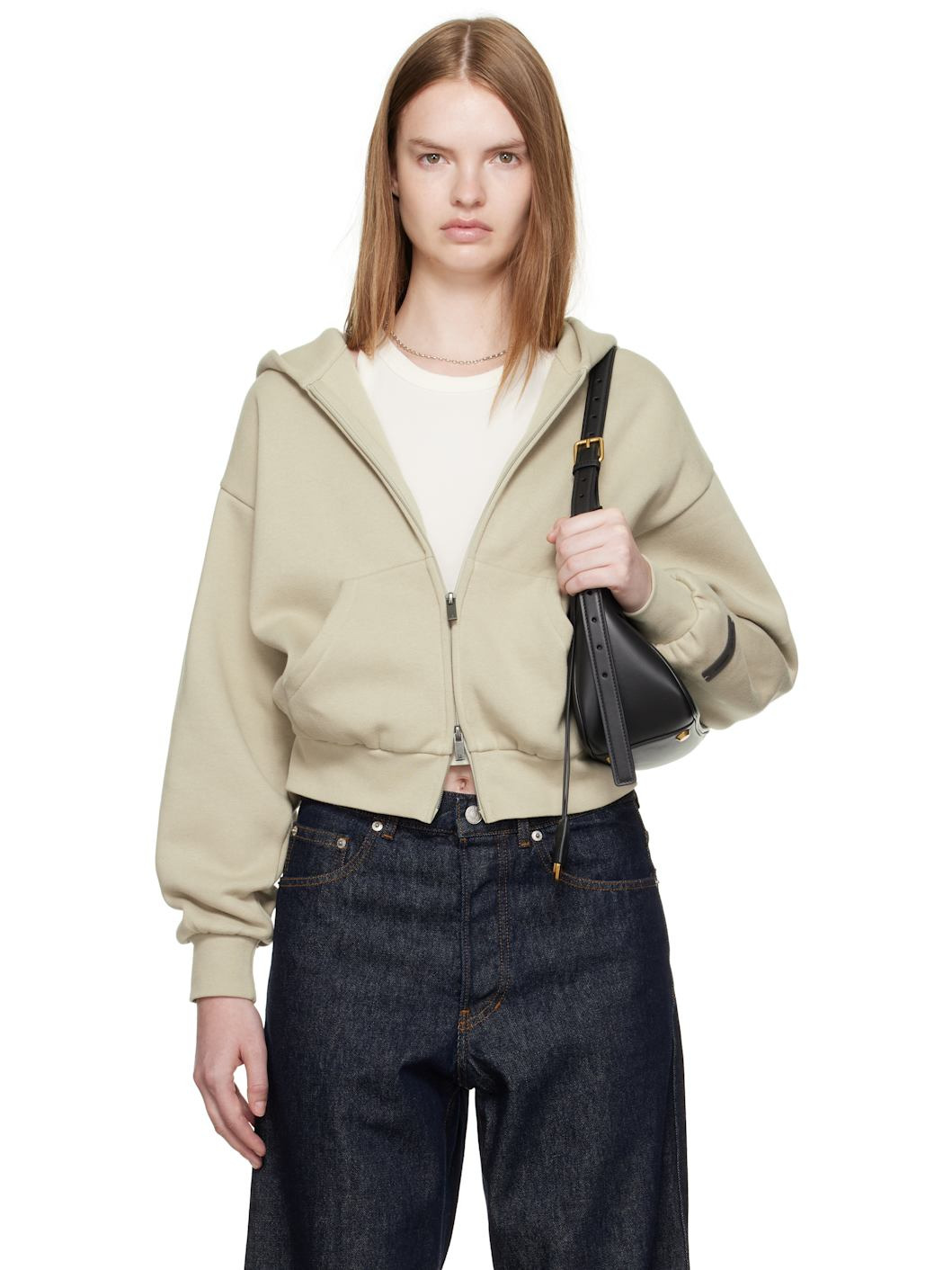 Taupe Classic Fit Zip-Up Hoodie - 1