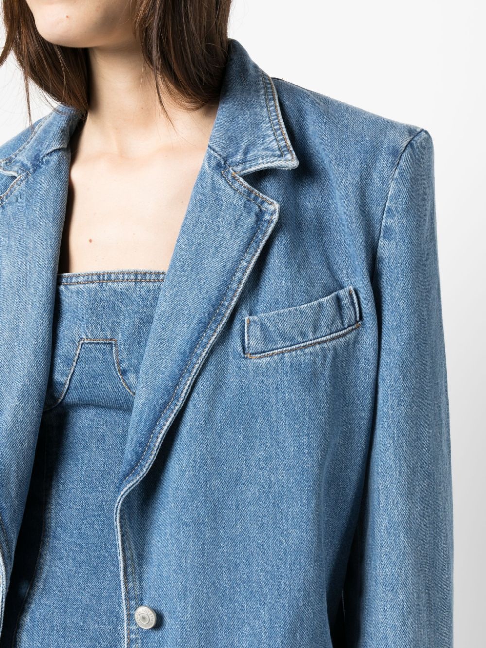 single-breasted denim coat - 5