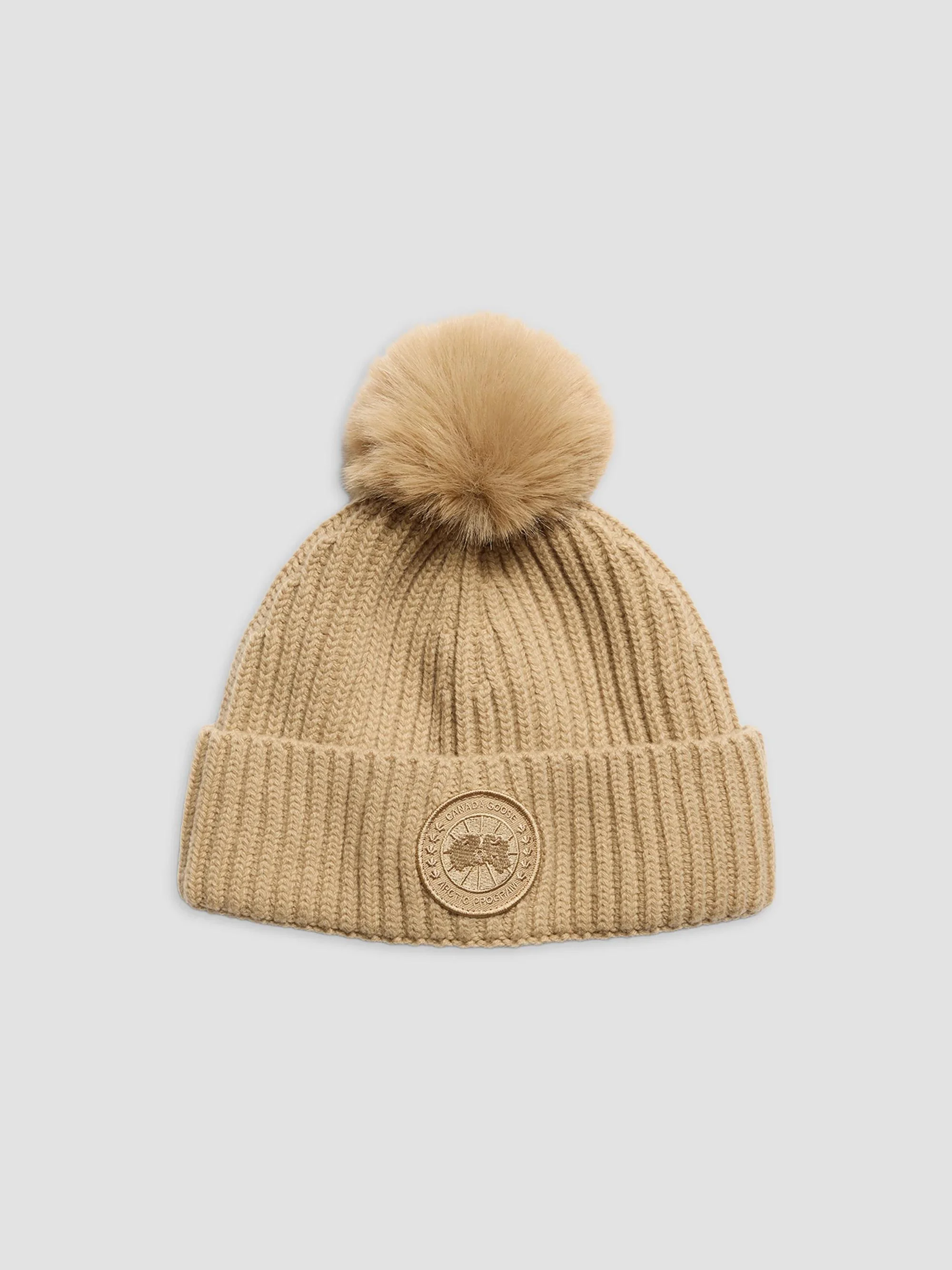 Women's Toque Pom-Pom Merino Wool-Cashmere Beanie - Timber Sand - 1