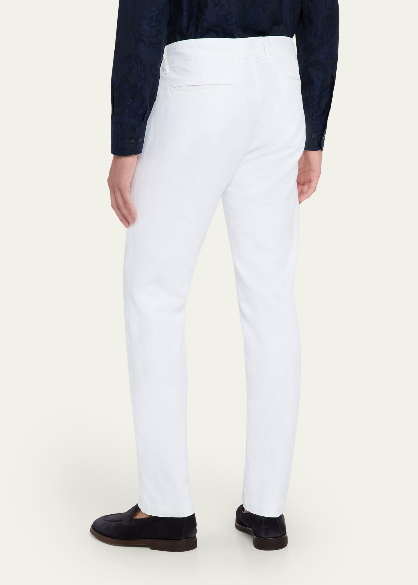 Men's Cotton-Linen Flat-Front Trousers - 3