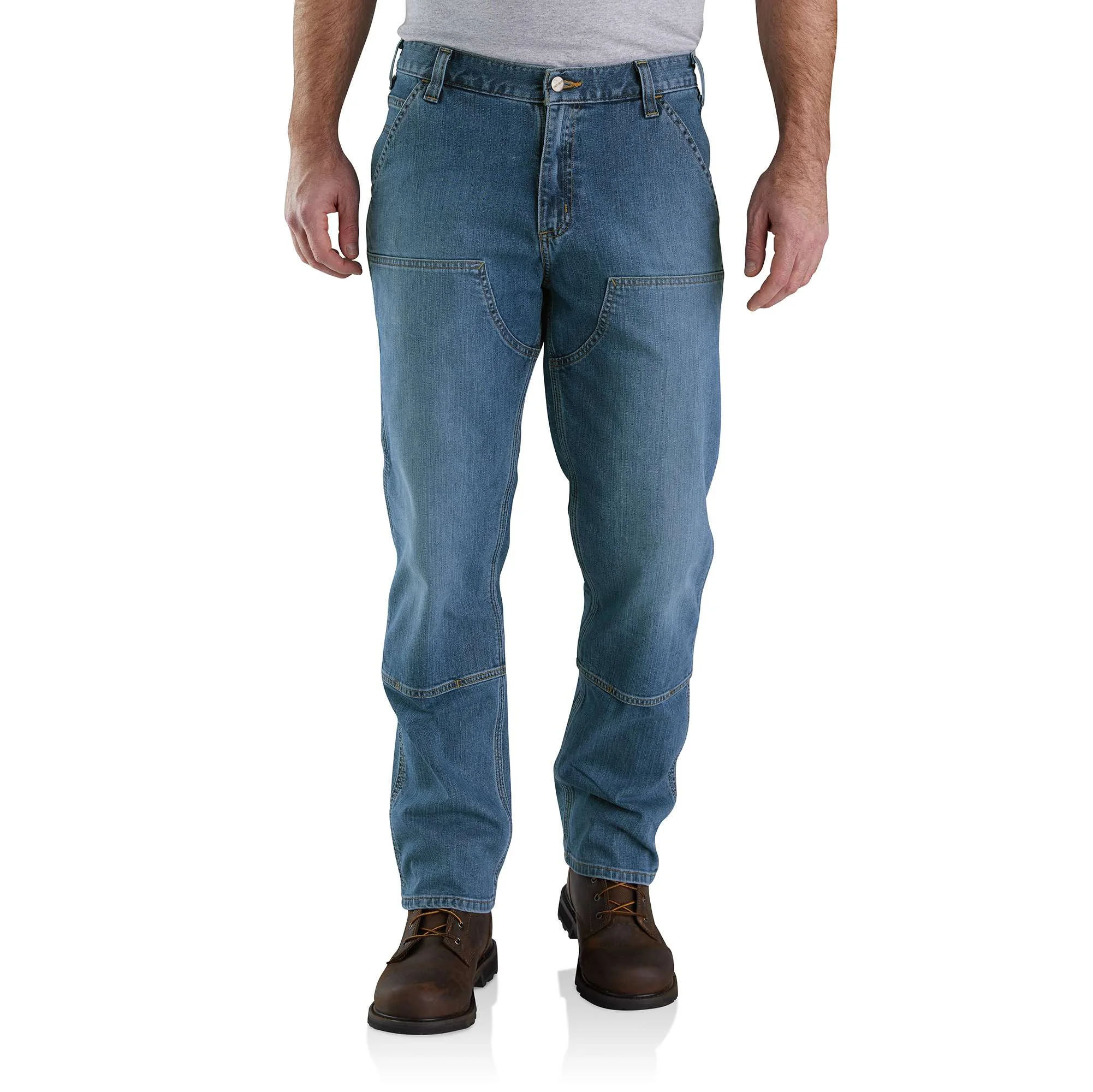 Relaxed Straight Rugged Flex™ Double-Front Denim Dungaree - 1