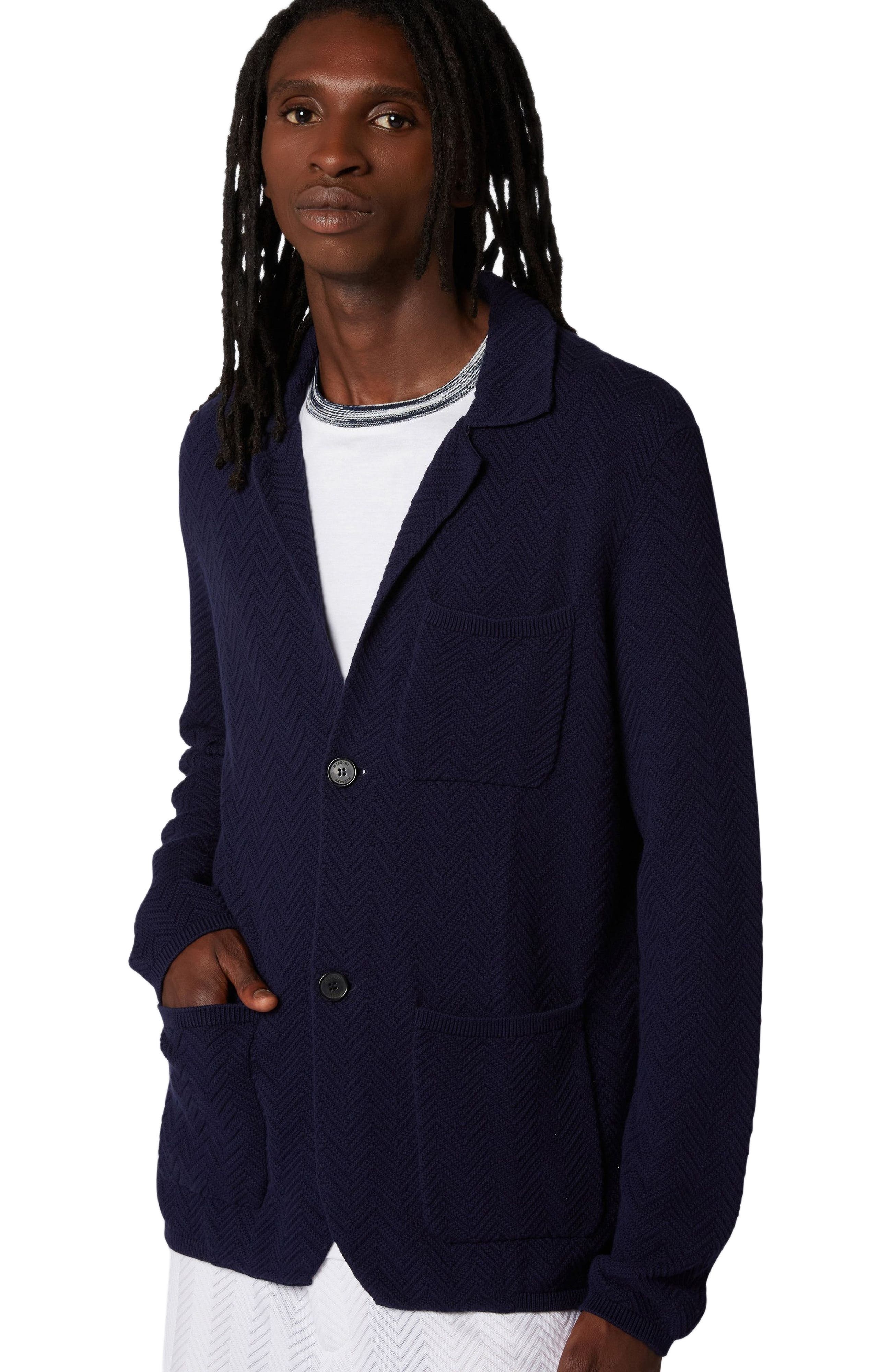 Missoni Cotton And Viscose Knit Blazer in Dark Blue at Nordstrom - 3