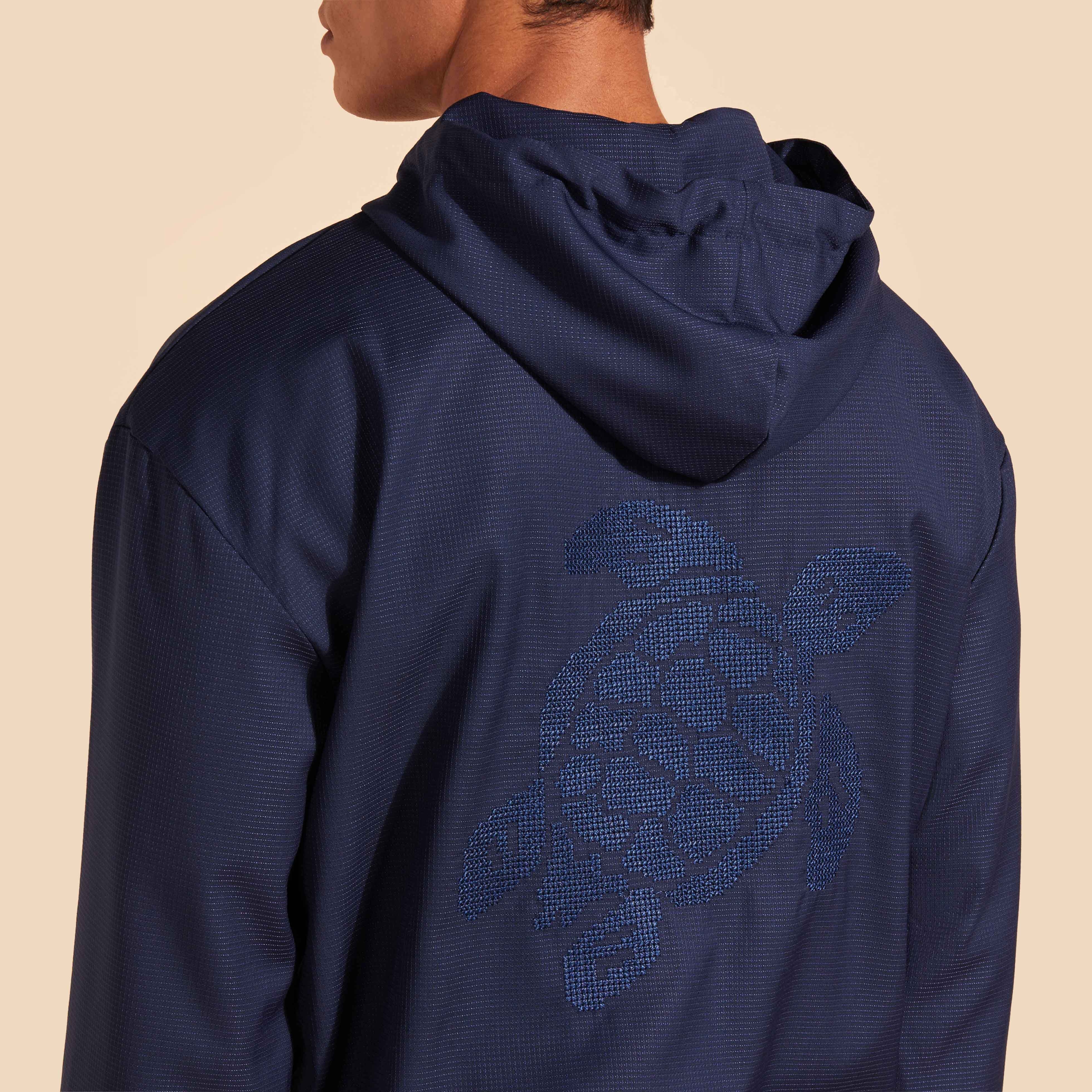 Wool Jacquard Turtle Zip Hoodie - 6