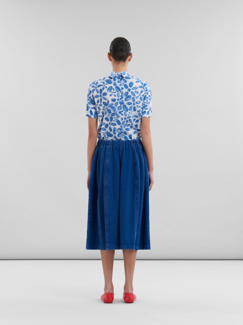 BLUE ORGANIC DENIM ELASTICATED MIDI SKIRT - 3